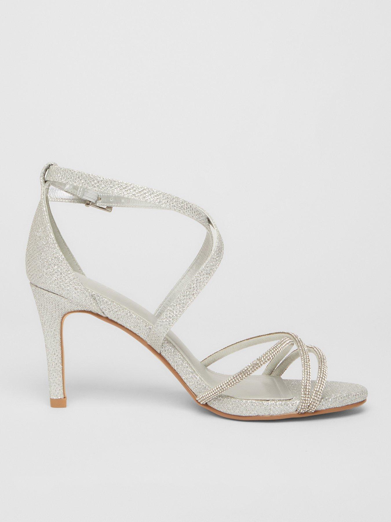 quiz-silver-shimmer-cross-strap-heels