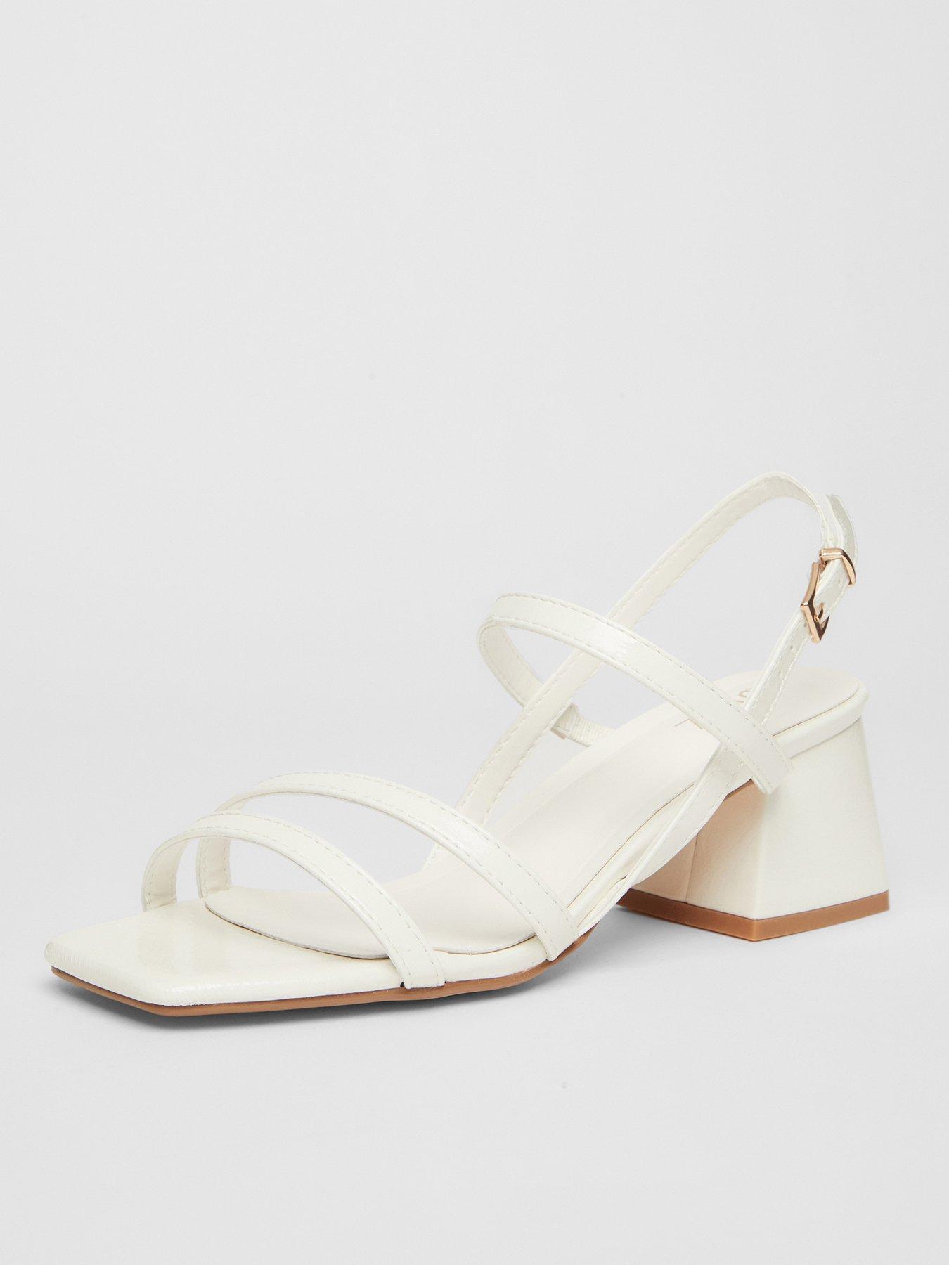  image of quiz-white-sling-back-heeled-sandal