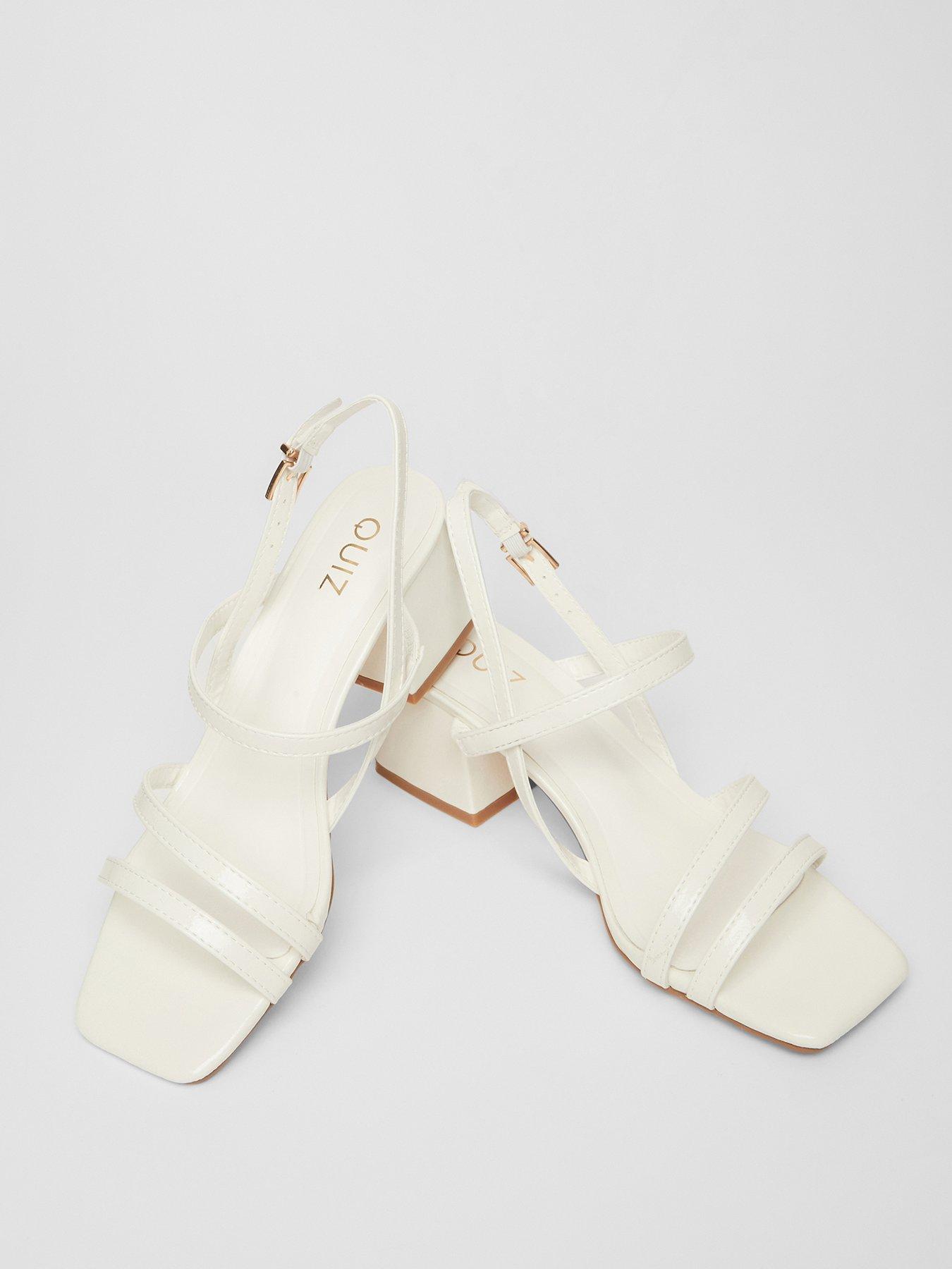  image of quiz-white-sling-back-heeled-sandal