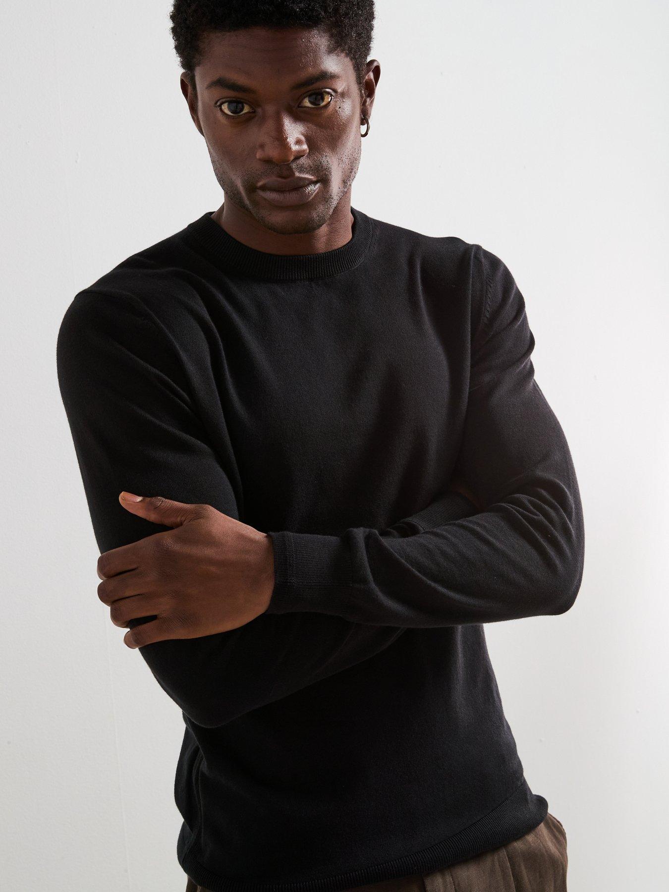 Image 1 of 6 of The Very Collection Cotton Rich Knitted Crew Neck Jumper - Black