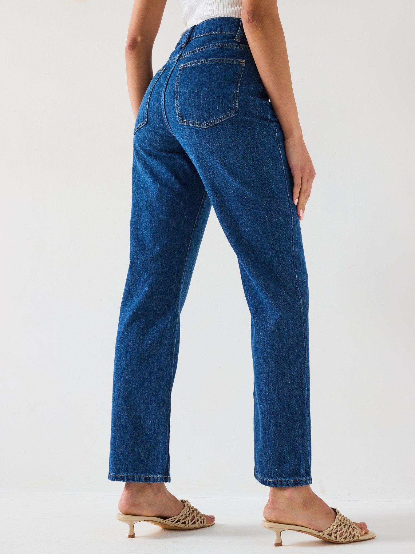  image of v-by-very-column-straight-fit-jeans-dark-wash