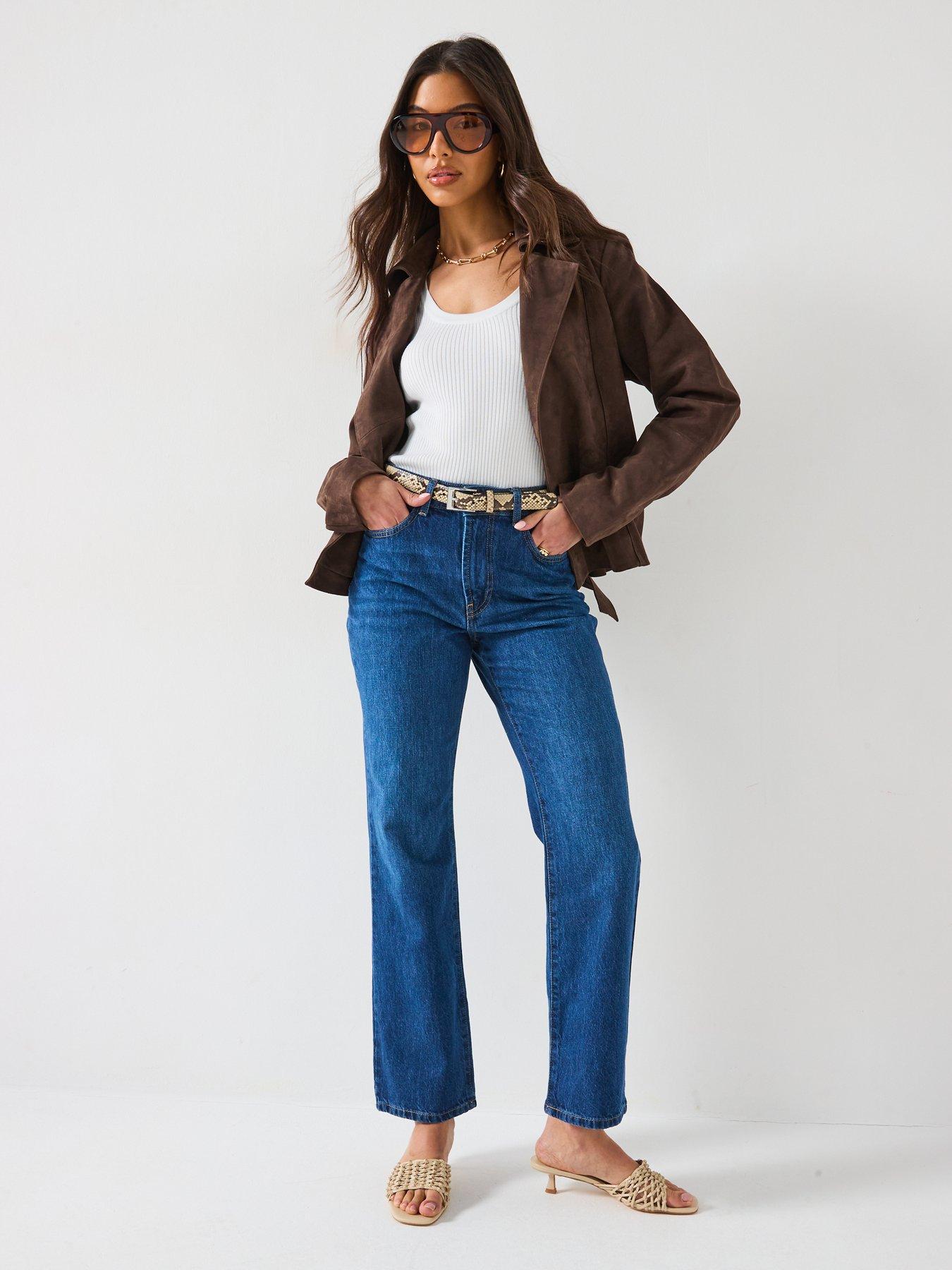  image of v-by-very-column-straight-fit-jeans-dark-wash