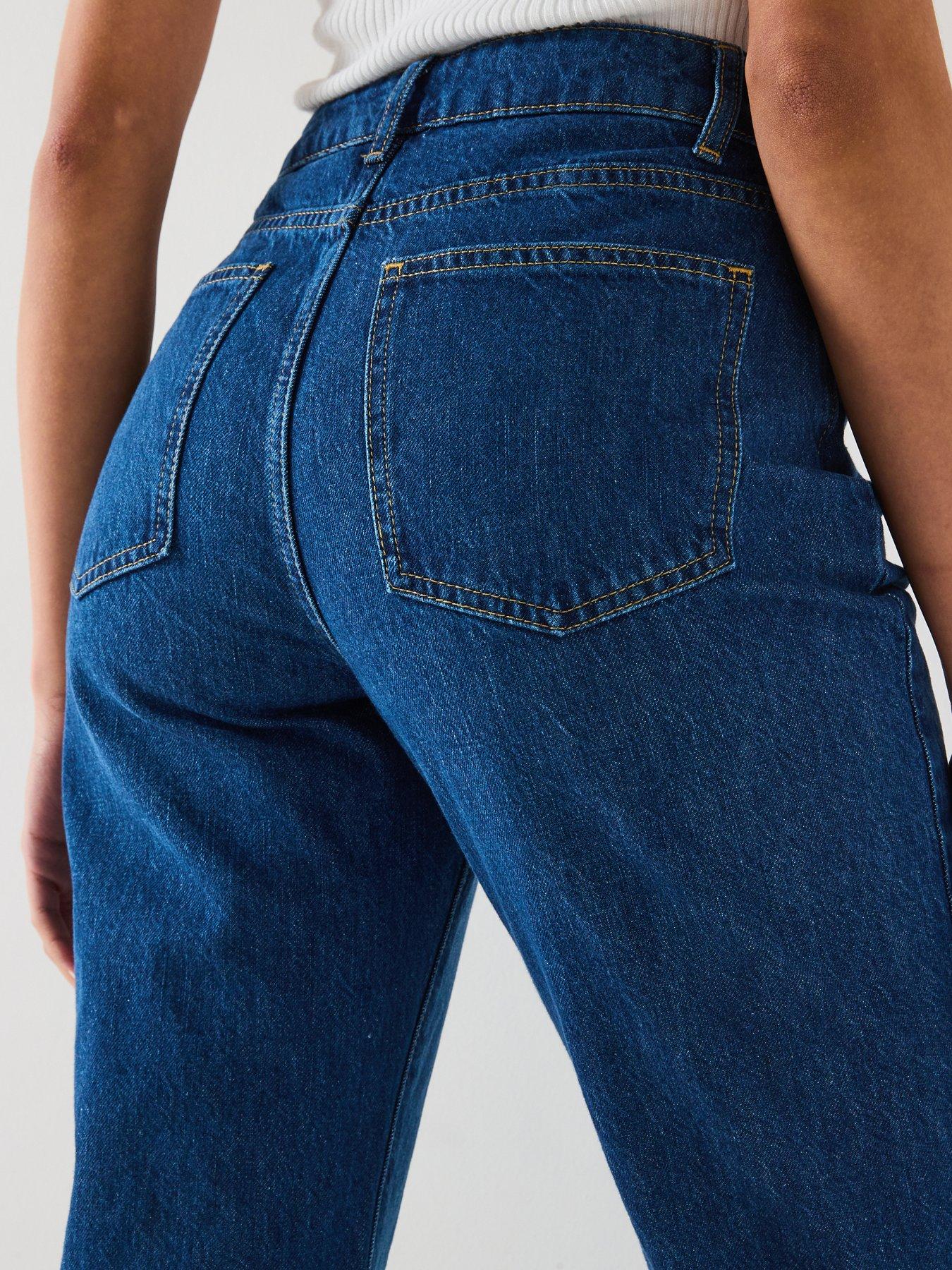  image of v-by-very-column-straight-fit-jeans-dark-wash