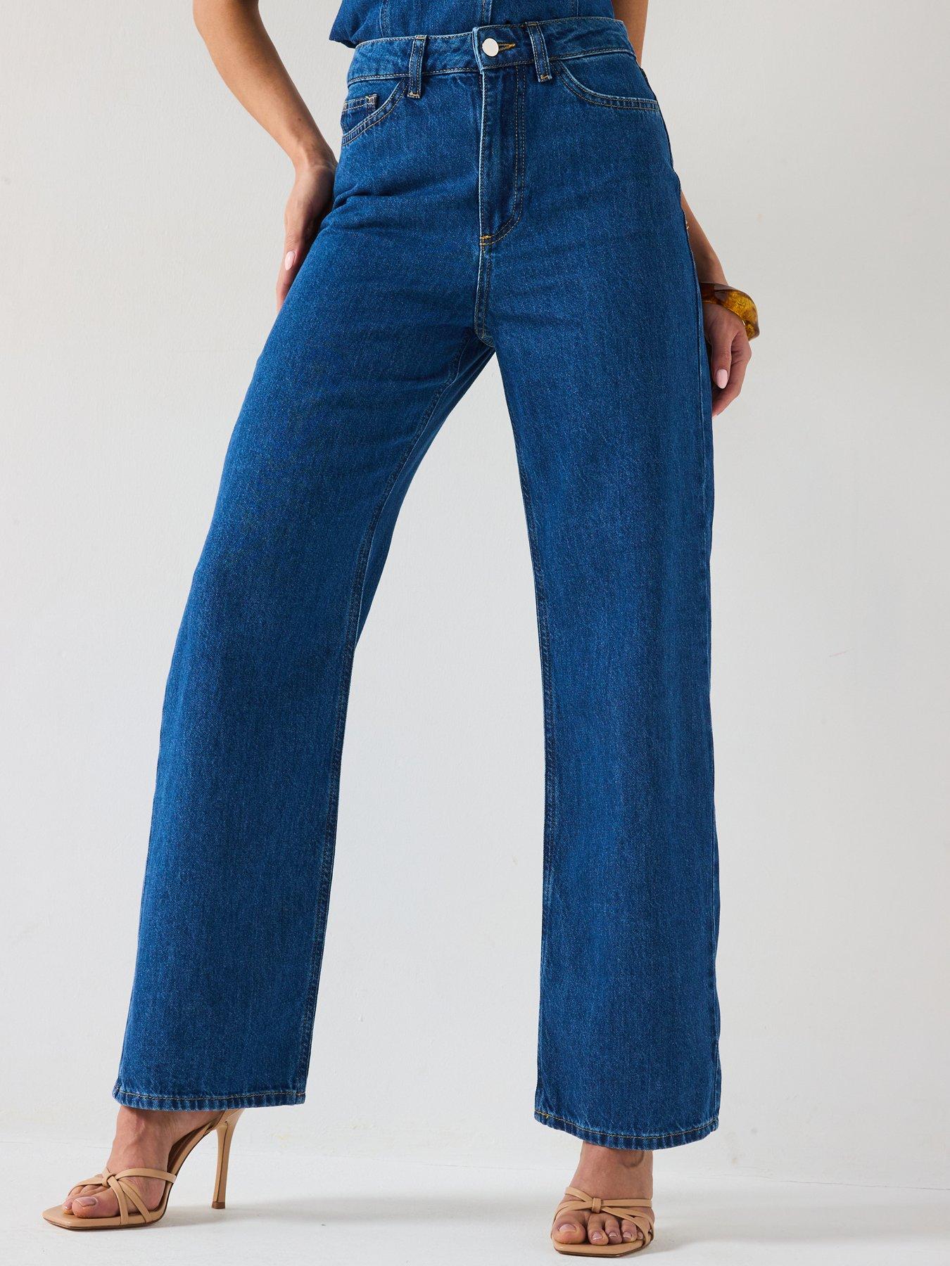 The Very Collection Denim Tailored Wide Leg Co-Ord Jeans - Mid Wash