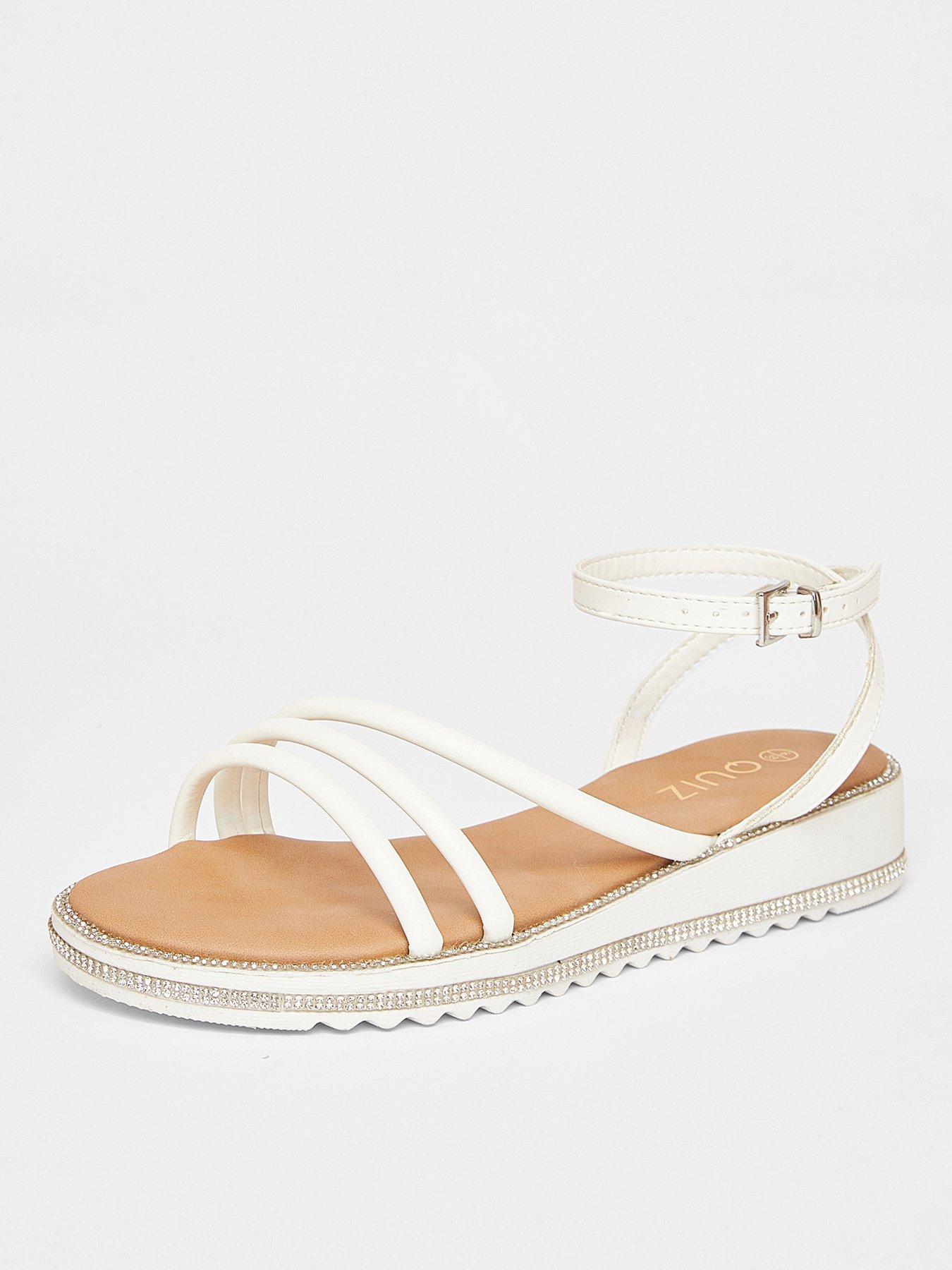 Image 2 of 5 of Quiz White Strappy Flat Sandals