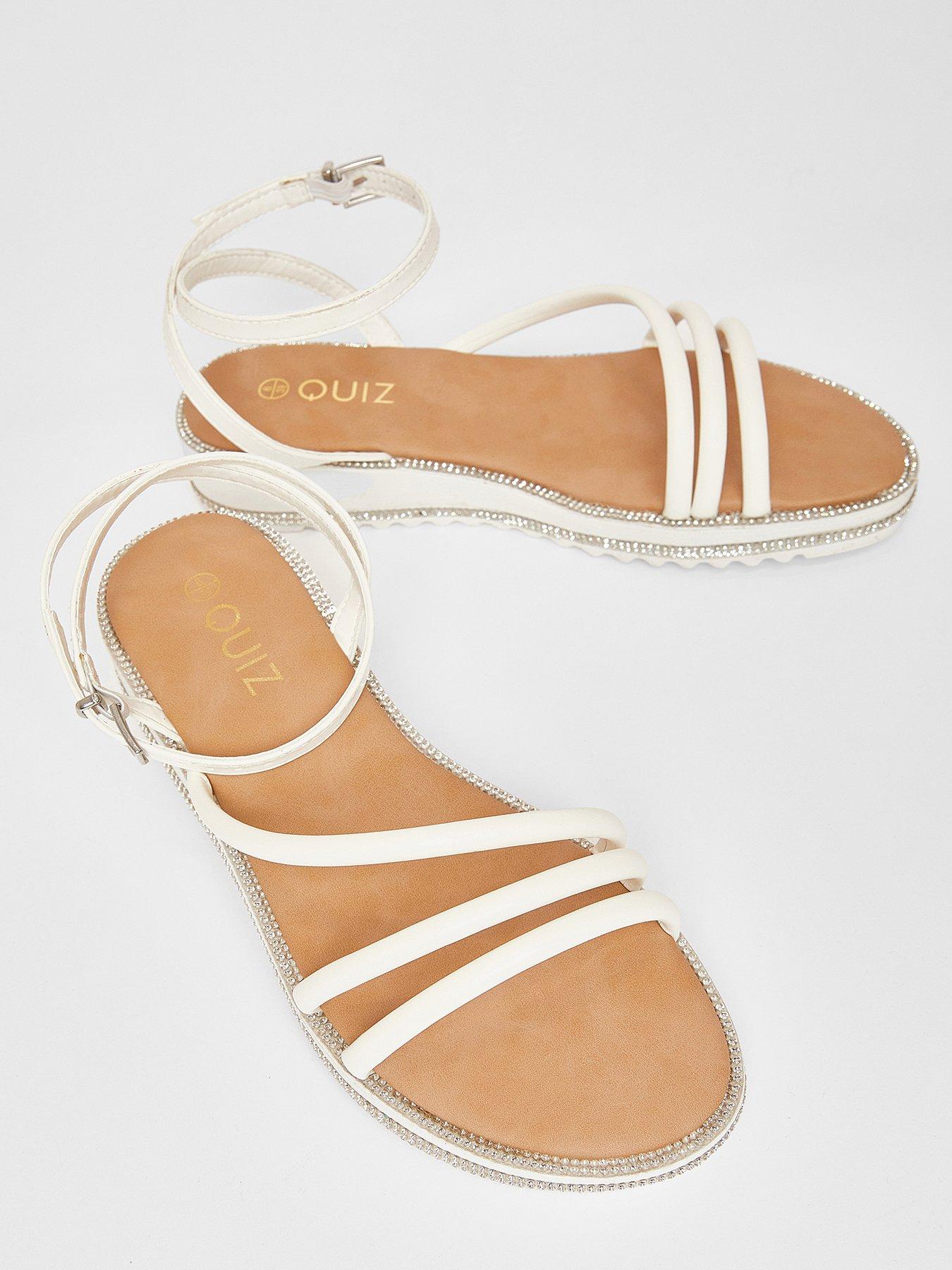 Image 4 of 5 of Quiz White Strappy Flat Sandals