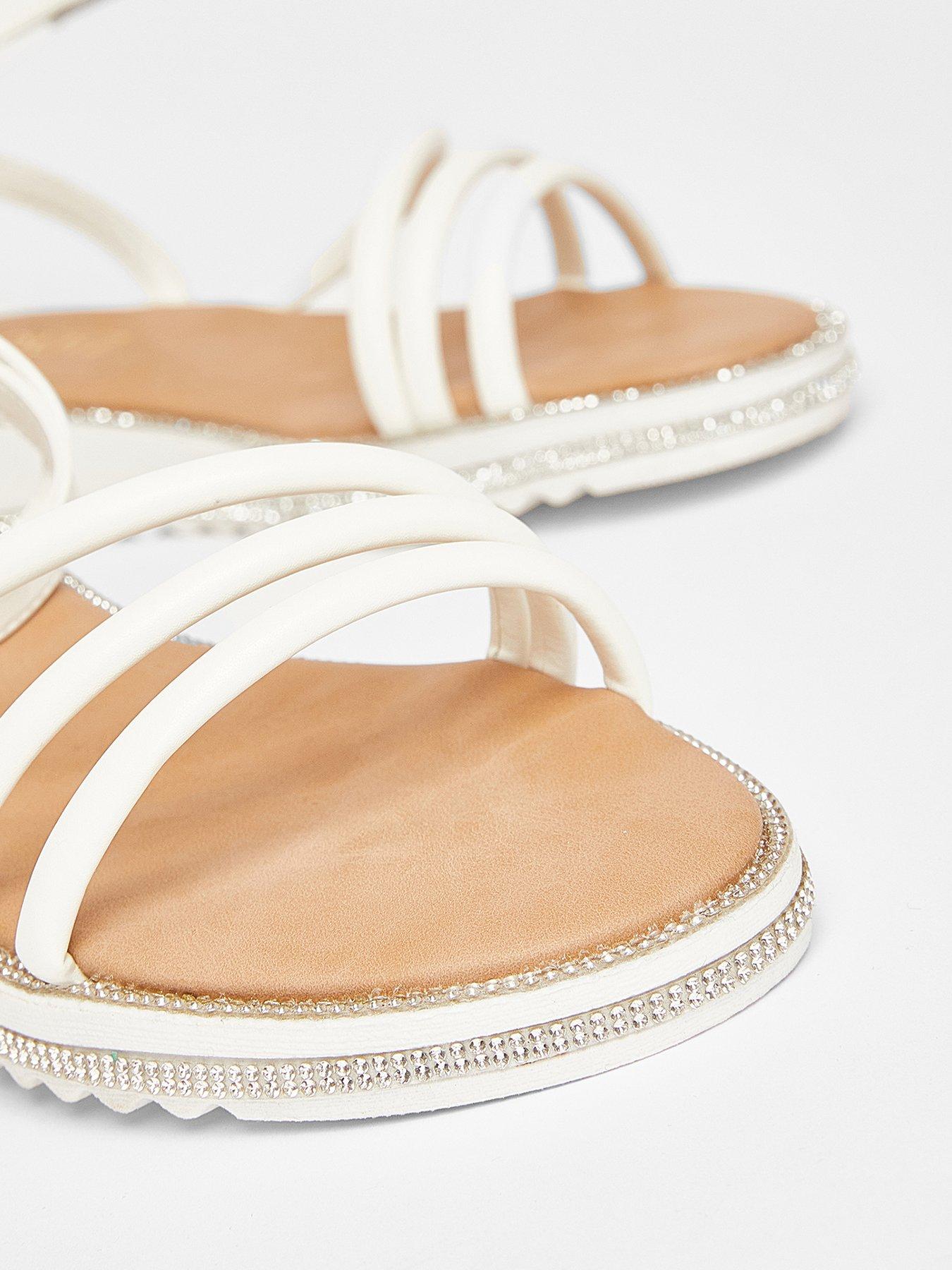 Image 5 of 5 of Quiz White Strappy Flat Sandals