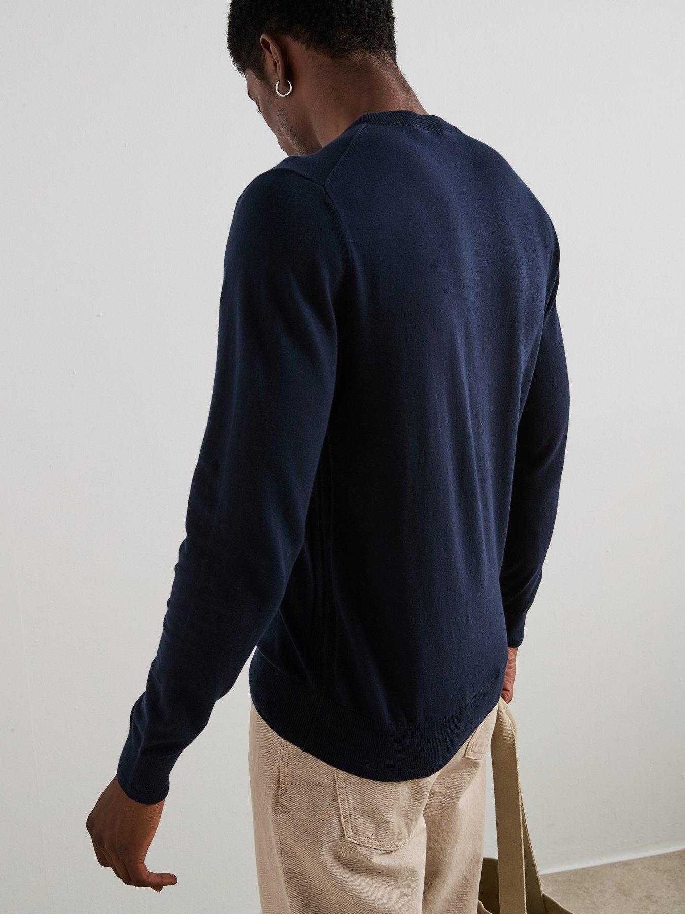Image 2 of 6 of Very Man Cotton Rich Knitted Crew Neck Jumper - Navy