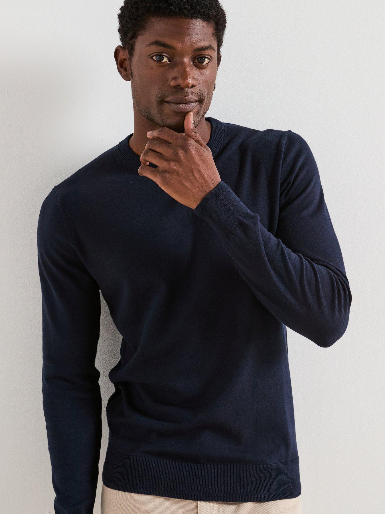 Image 5 of 6 of Very Man Cotton Rich Knitted Crew Neck Jumper - Navy