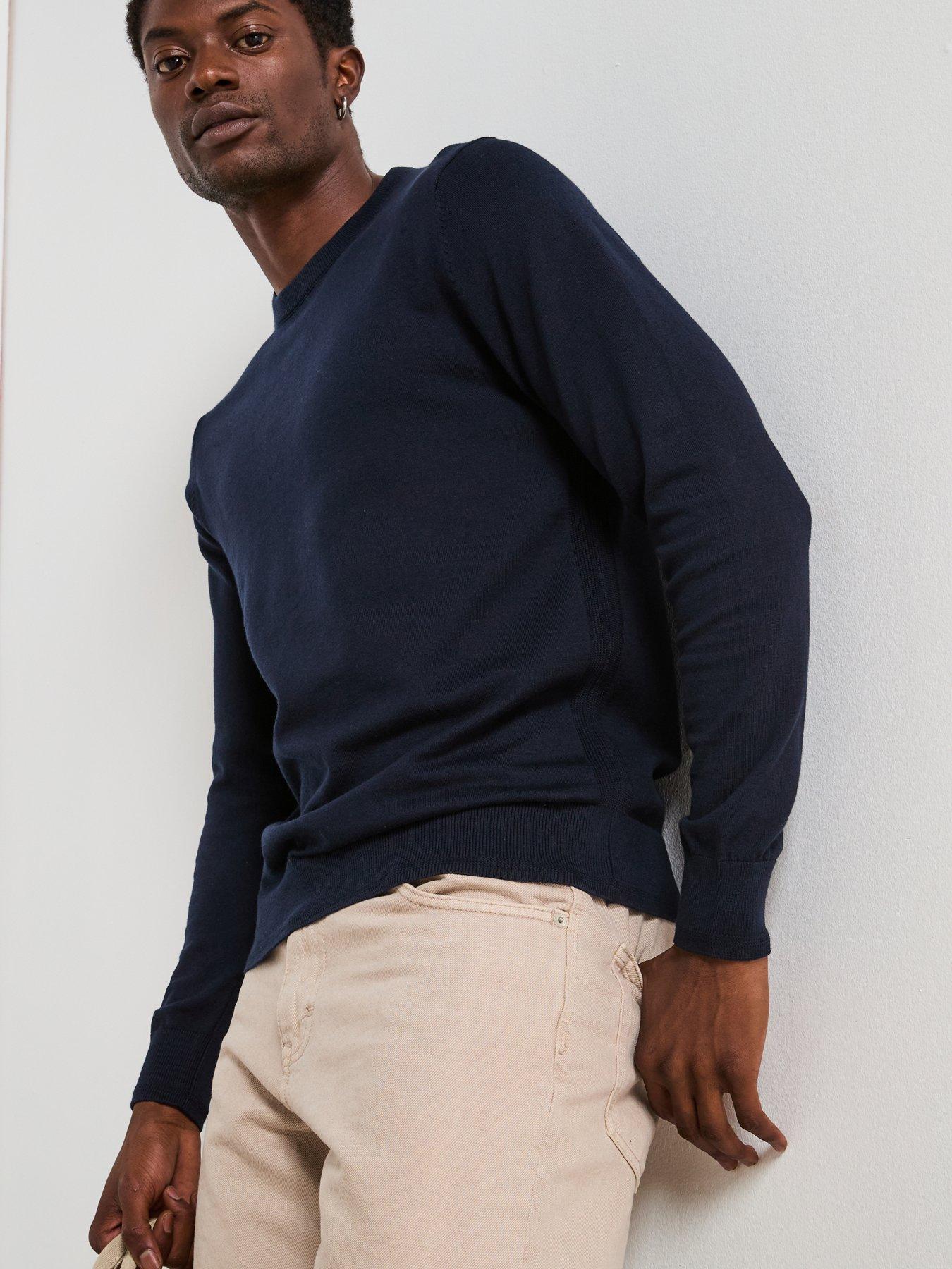 Image 6 of 6 of Very Man Cotton Rich Knitted Crew Neck Jumper - Navy