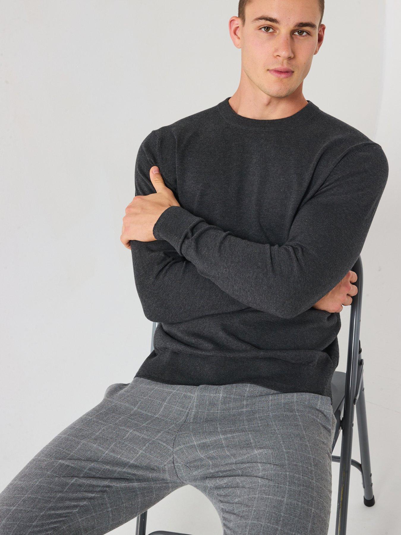 Image 4 of 6 of The Very Collection Cotton Rich Knitted Crew Neck Jumper - Charcoal