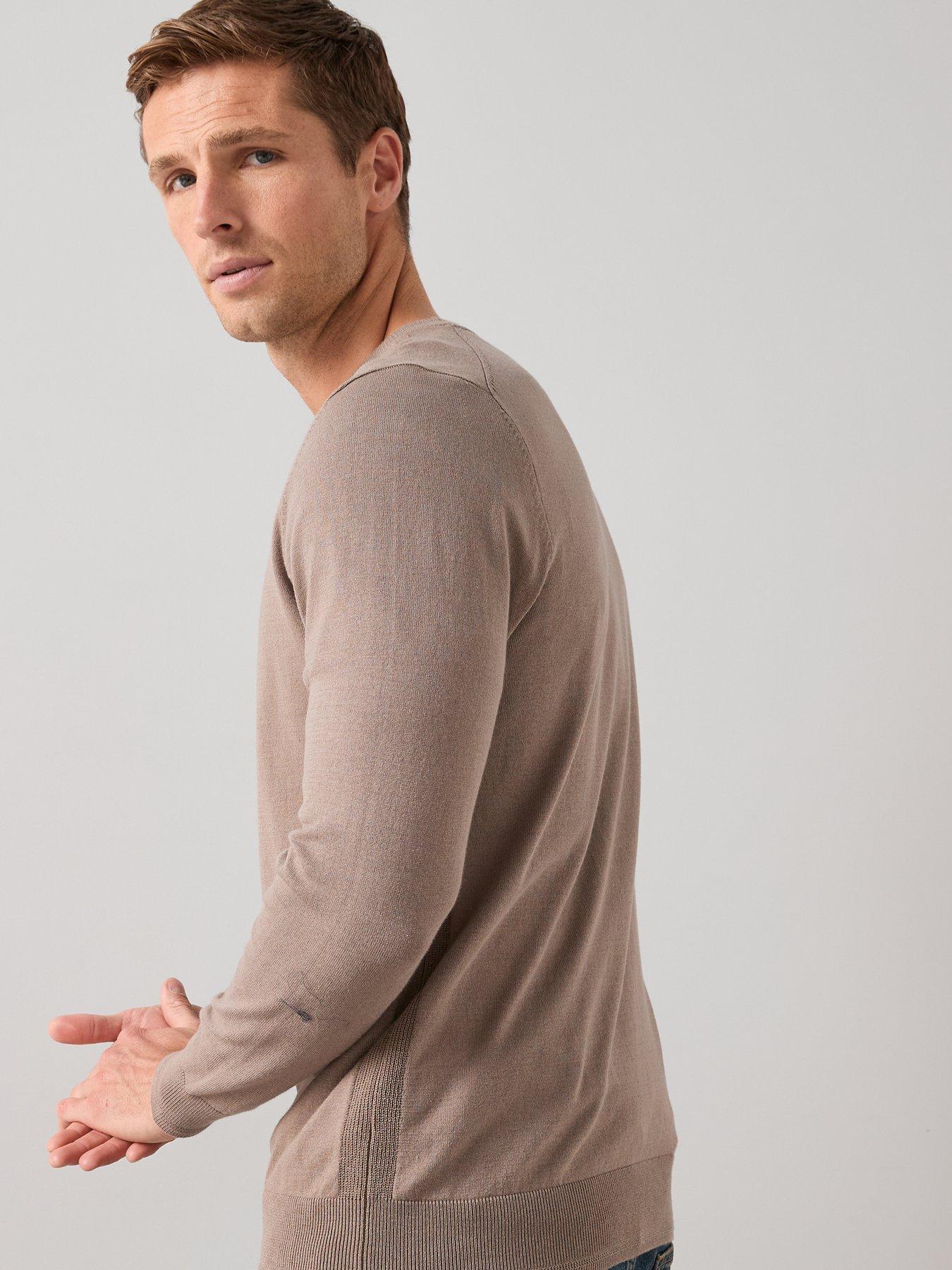  image of the-very-collection-cotton-rich-knitted-crew-neck-jumpernbsp--light-brown