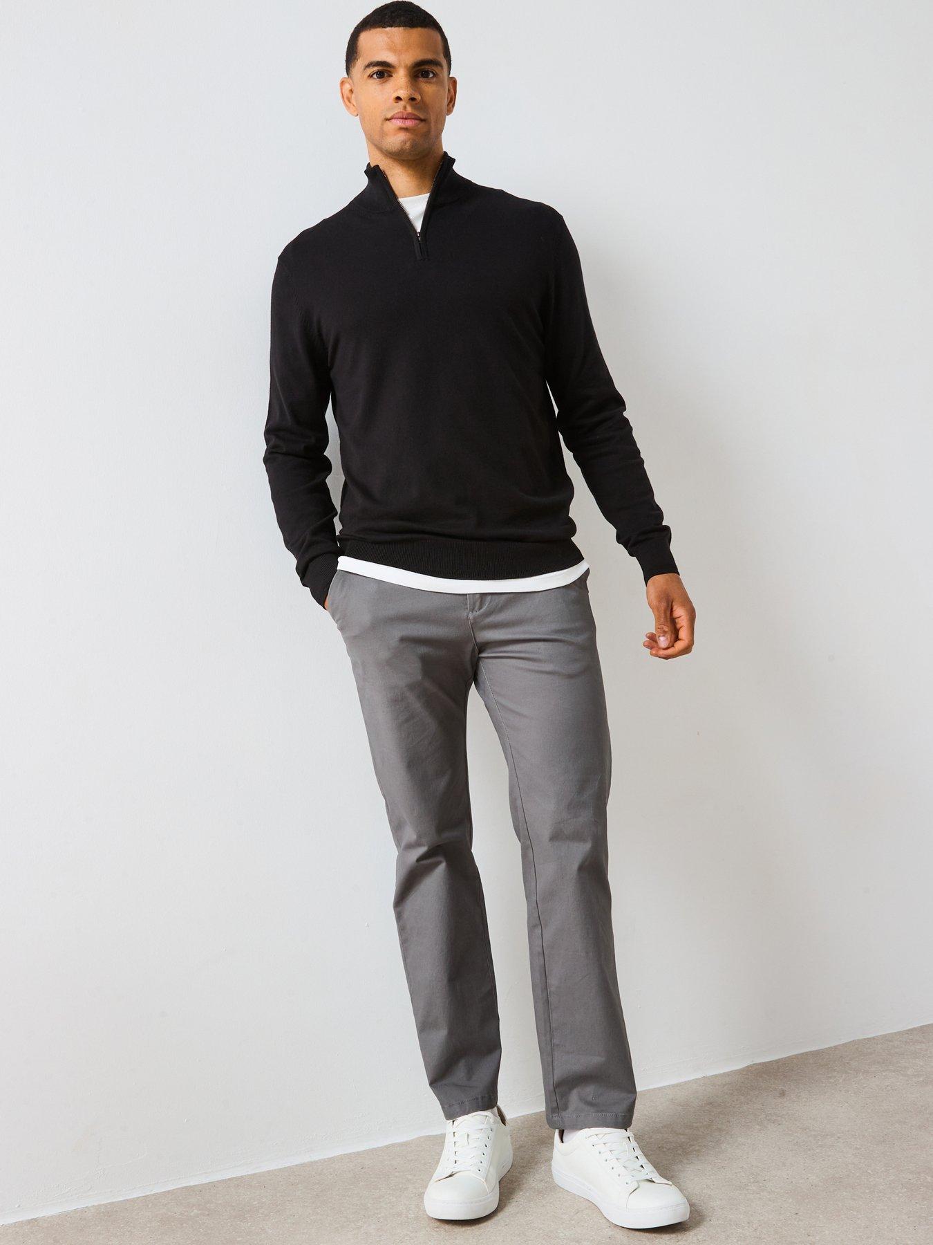  image of the-very-collection-cotton-rich-knitted-14-zip-jumper-black