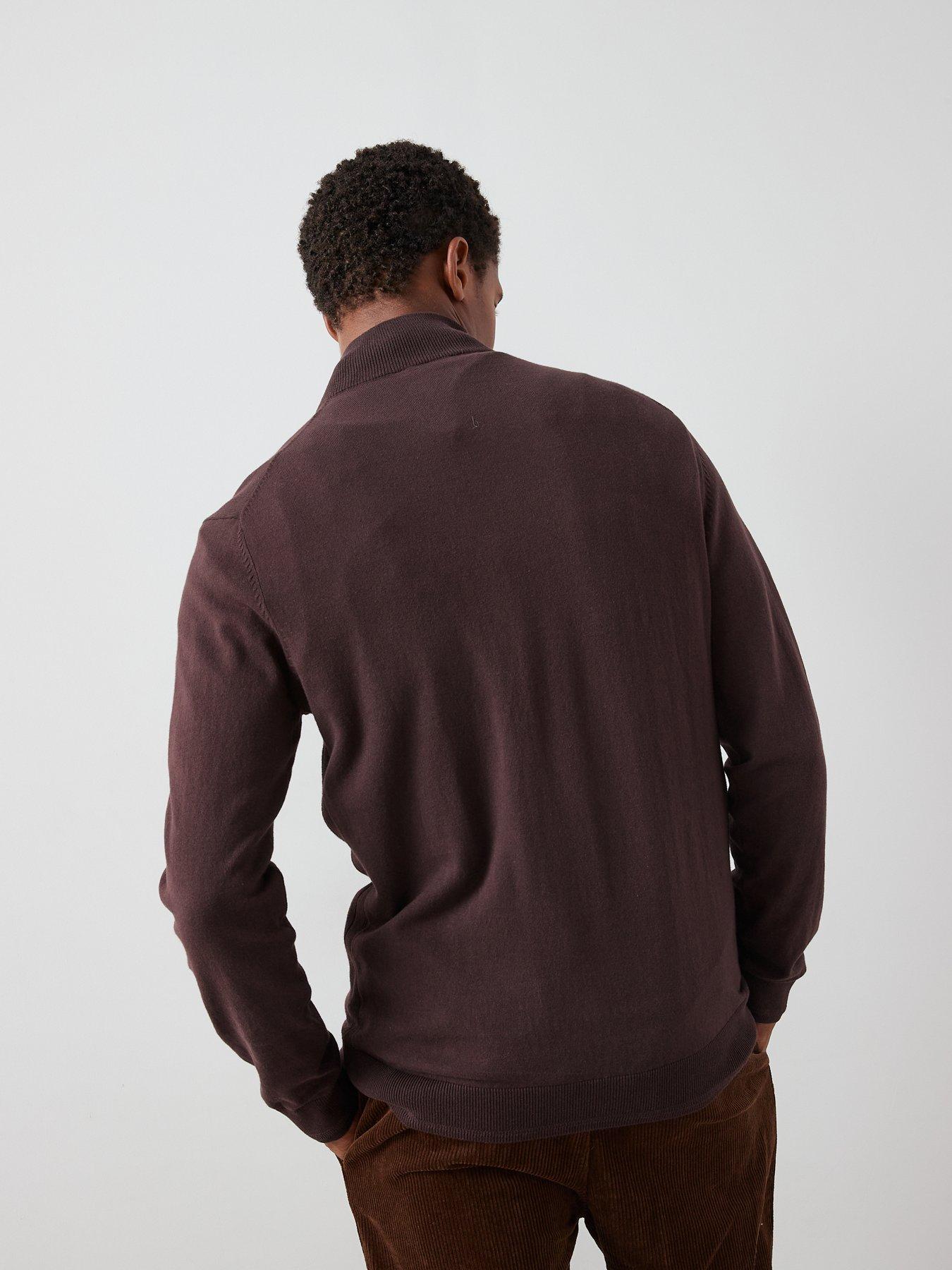 Image 2 of 7 of The Very Collection Cotton Rich Knitted 1/4 Zip Jumper - Burgundy
