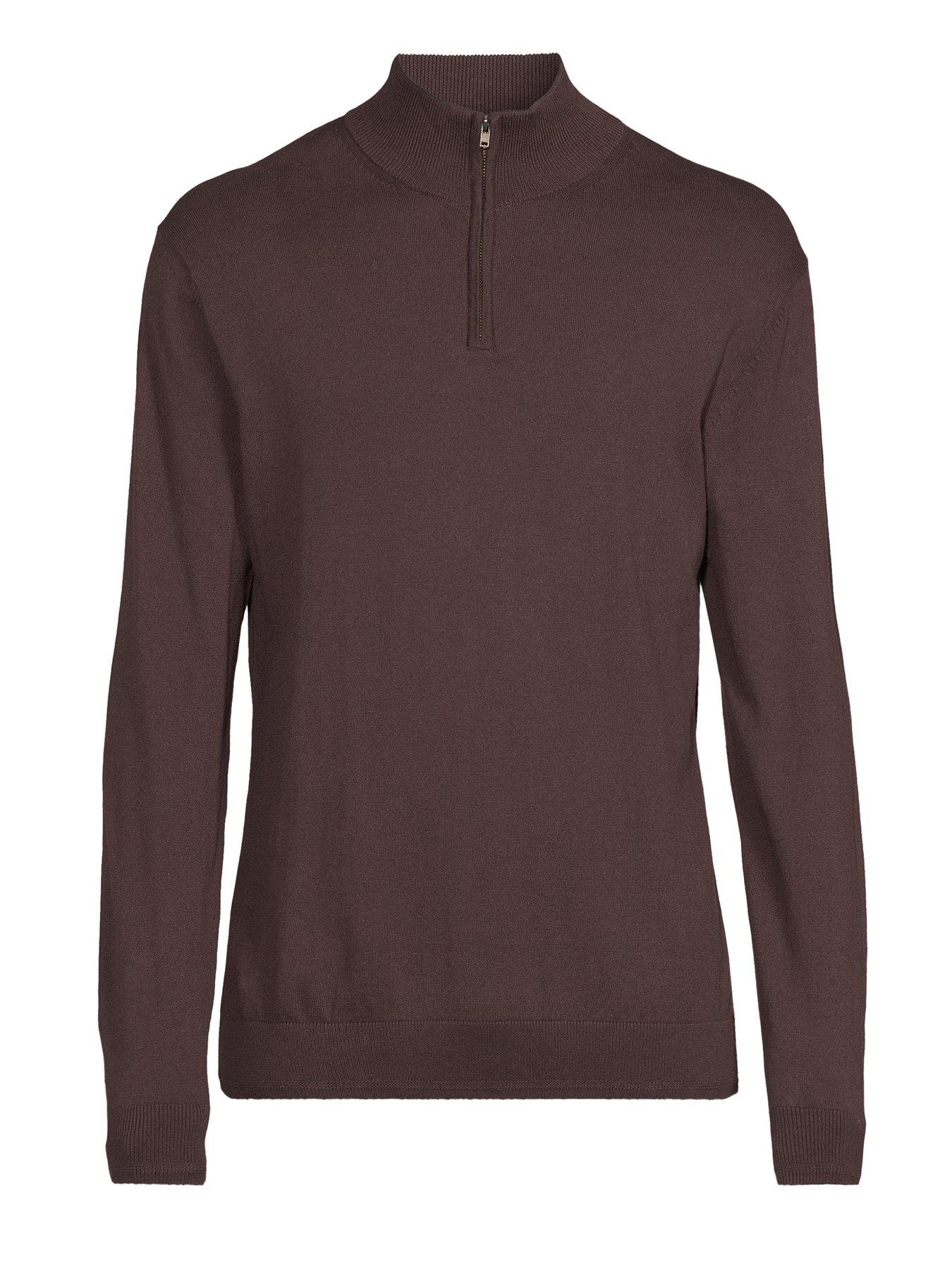 Image 7 of 7 of The Very Collection Cotton Rich Knitted 1/4 Zip Jumper - Burgundy