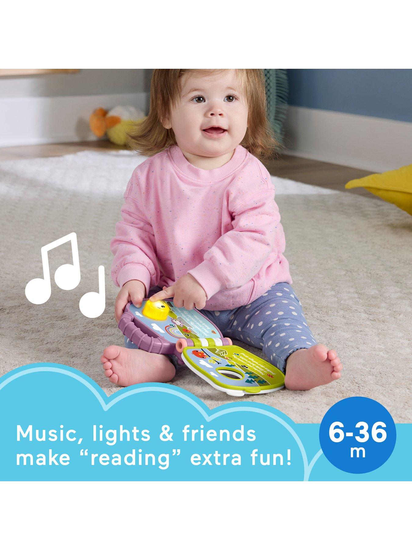  image of fisher-price-purple-monkey-musical-storybook-toy-for-baby-amp-toddler-with-lights-amp-sounds