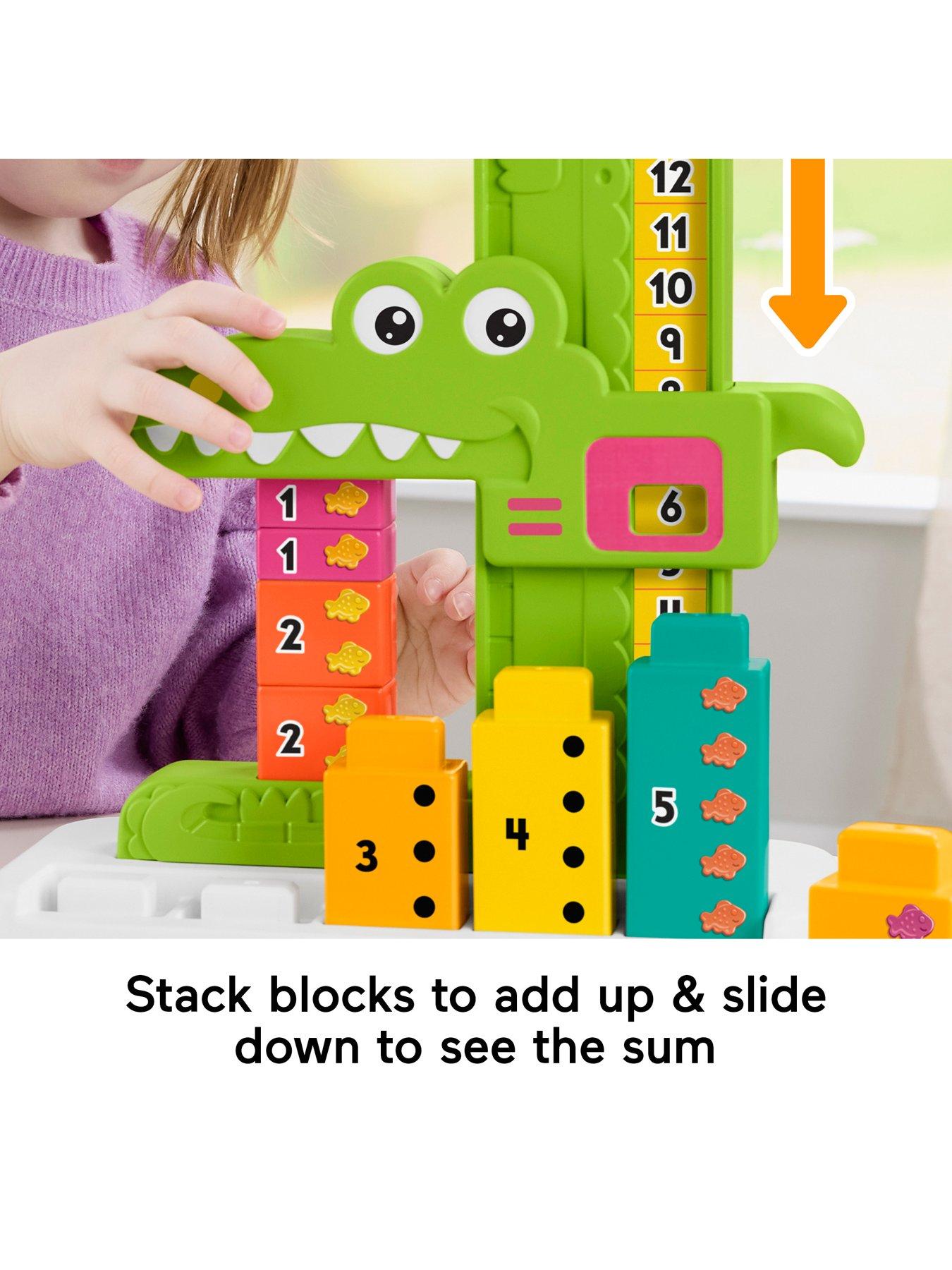  image of fisher-price-adding-alligator-educational-toy-with-10-stacking-blocks-for-preschool-kids