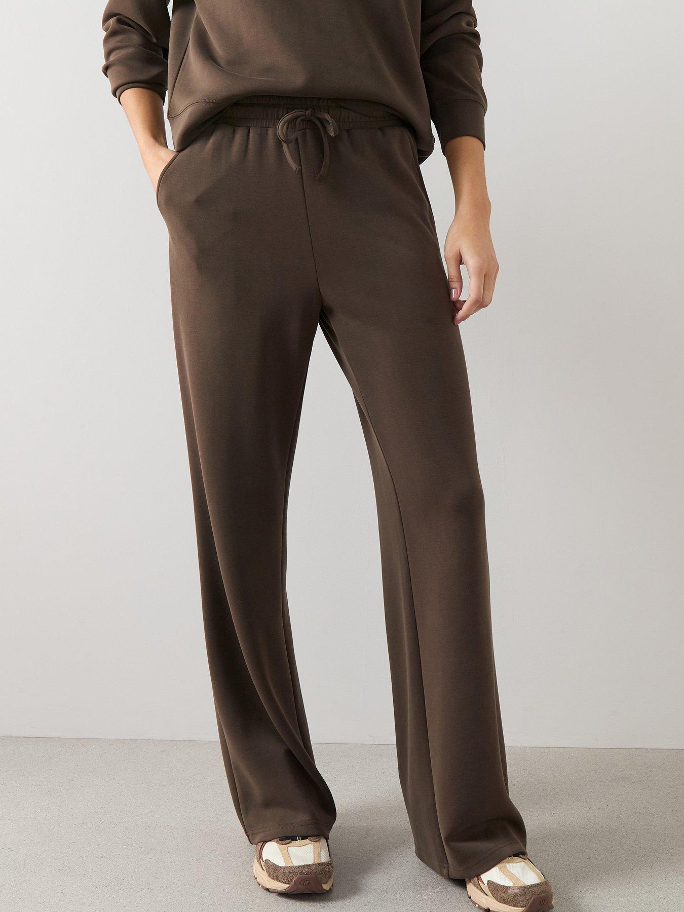 the-very-collection-modal-mix-wide-leg-joggers-brown