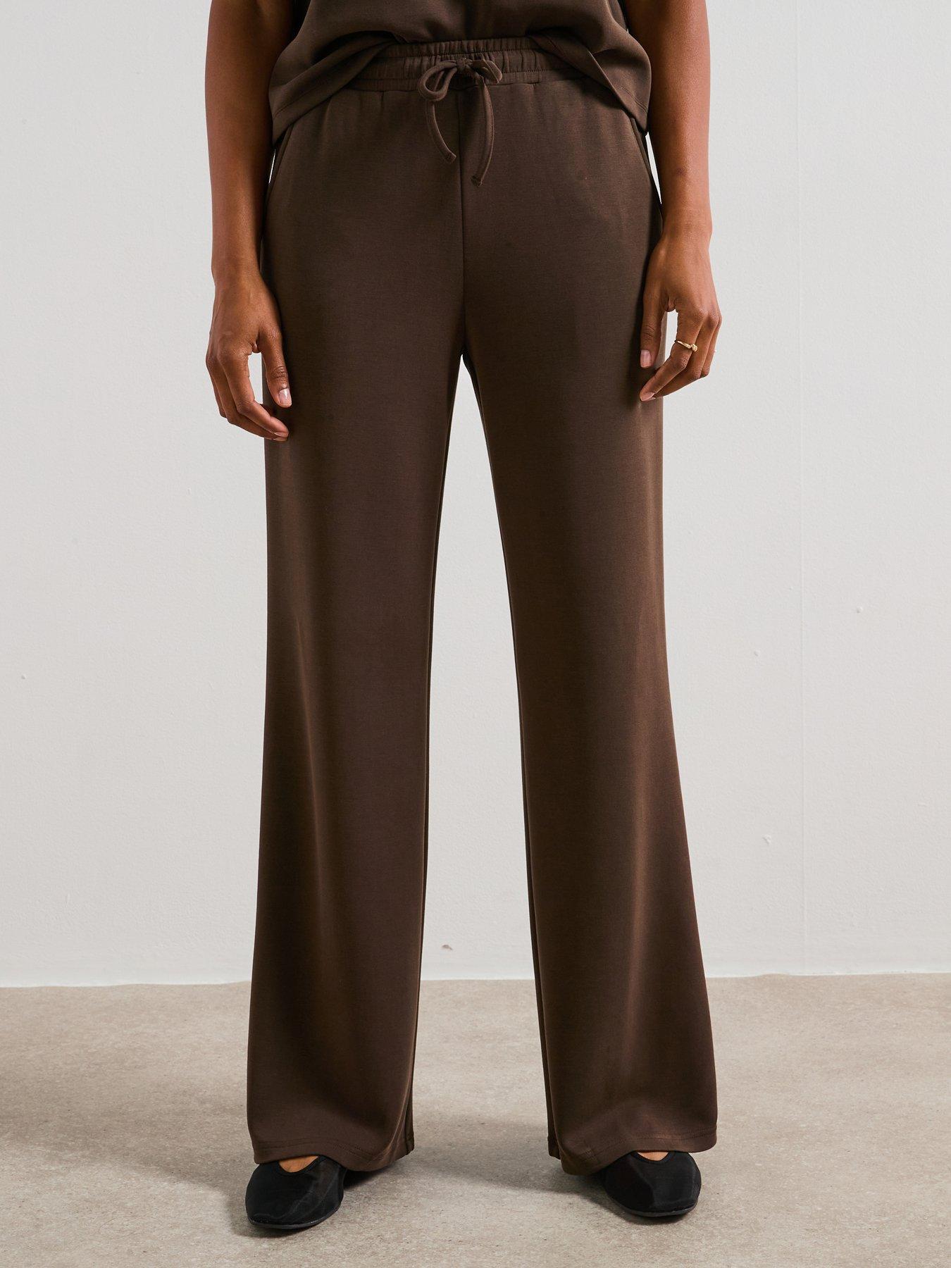 undefined Modal Mix Wide Leg Joggers - Brown