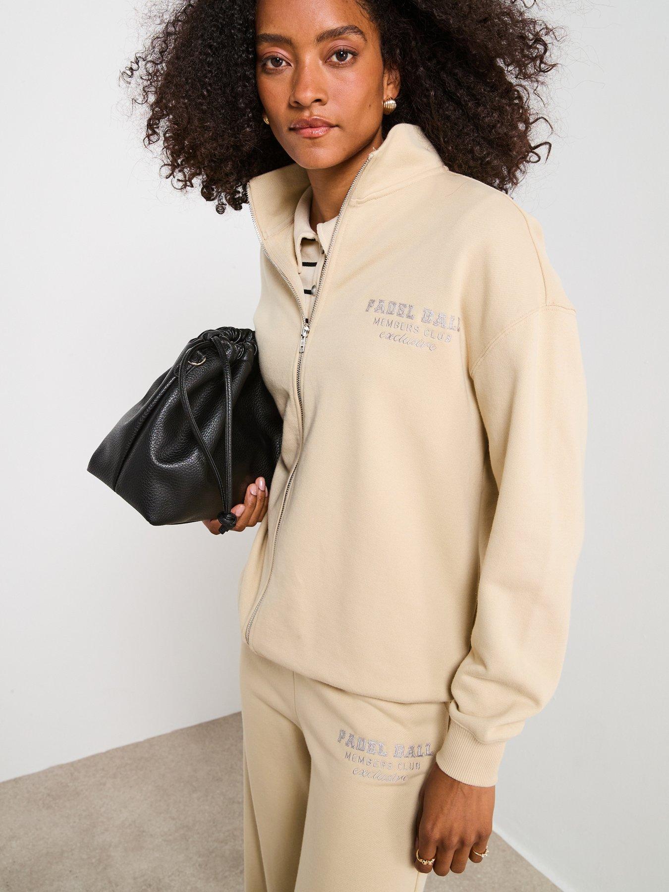 front image of v-by-very-graphic-zip-up-co-ord-cream