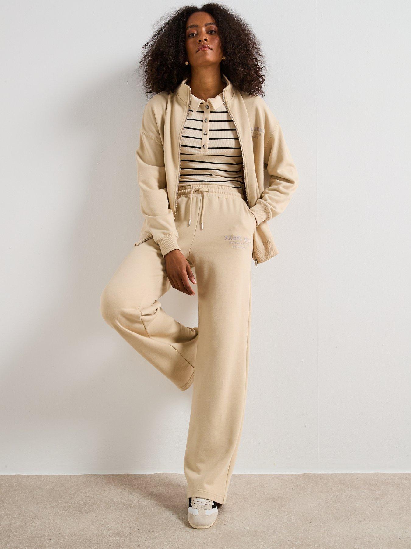  image of v-by-very-graphic-zip-up-co-ord-cream