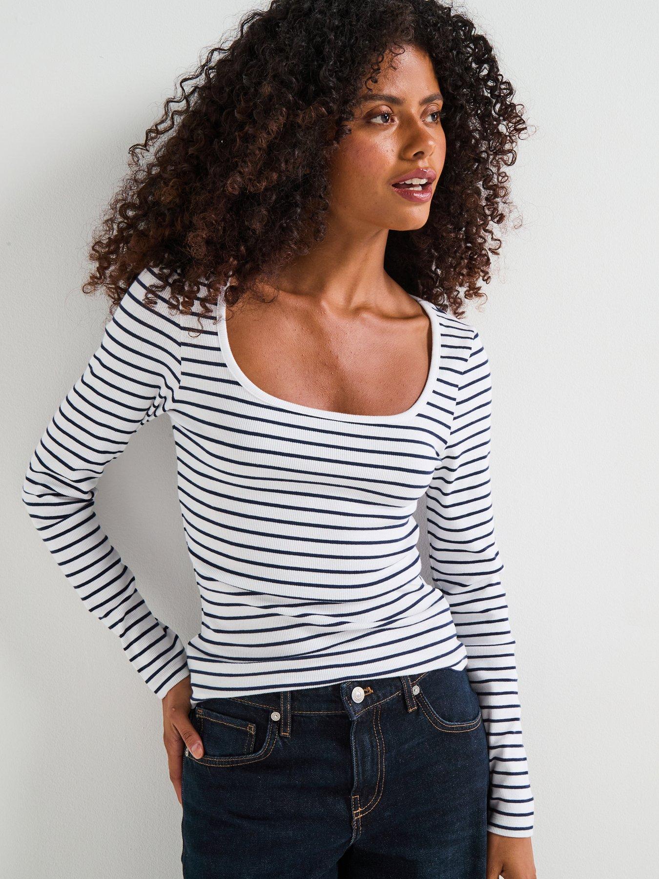 Image 5 of 6 of V by Very Long Sleeve Square Neck Tee - Cream
