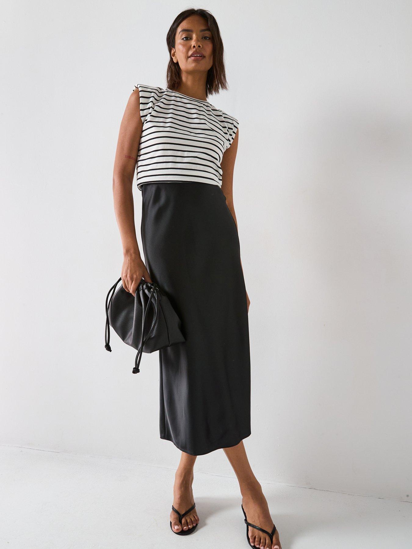 Image 4 of 6 of V by Very Woven Satin Hem Dress