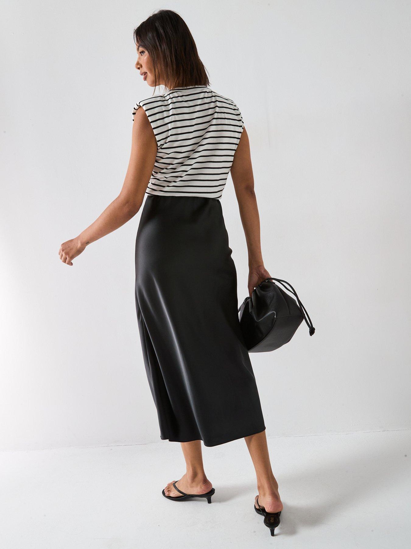 Image 5 of 6 of V by Very Woven Satin Hem Dress