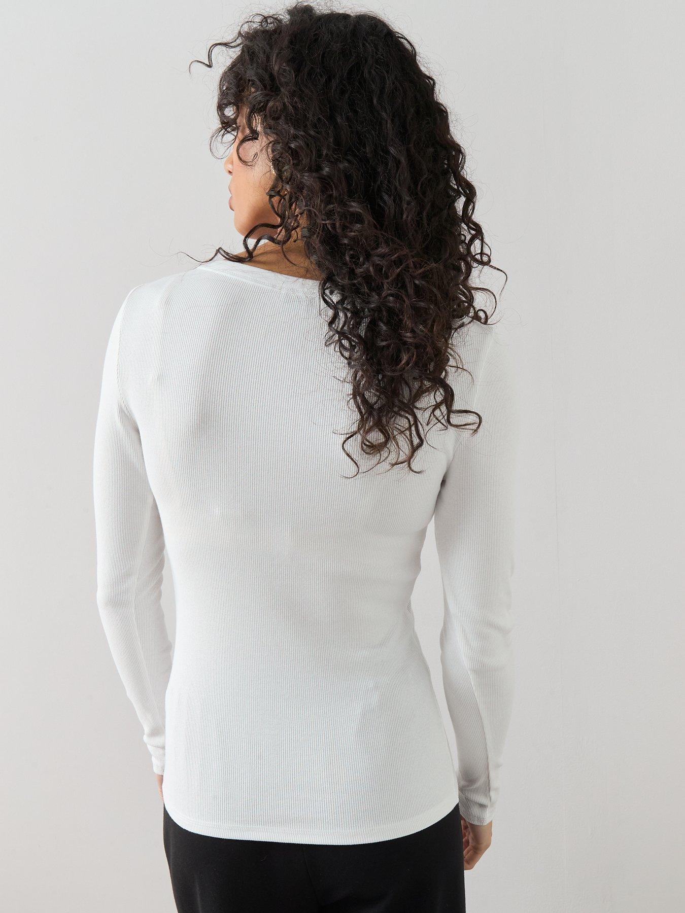  image of v-by-very-long-sleeve-henley-t-shirt-white