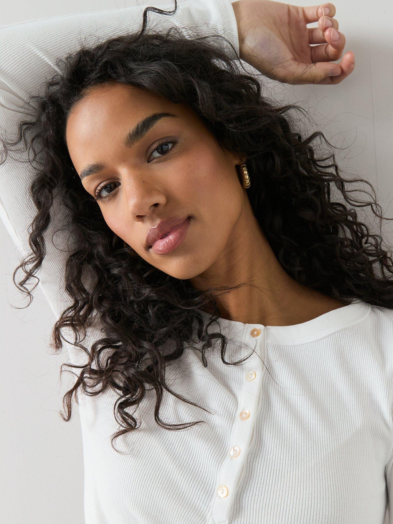  image of v-by-very-long-sleeve-henley-t-shirt-white