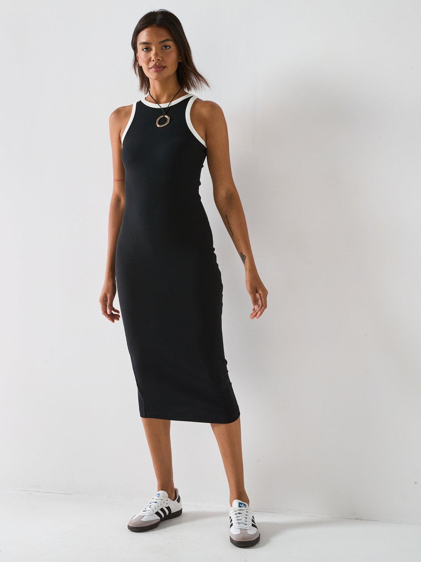 undefined Ribbed Midaxi Dress With Contrast Trim