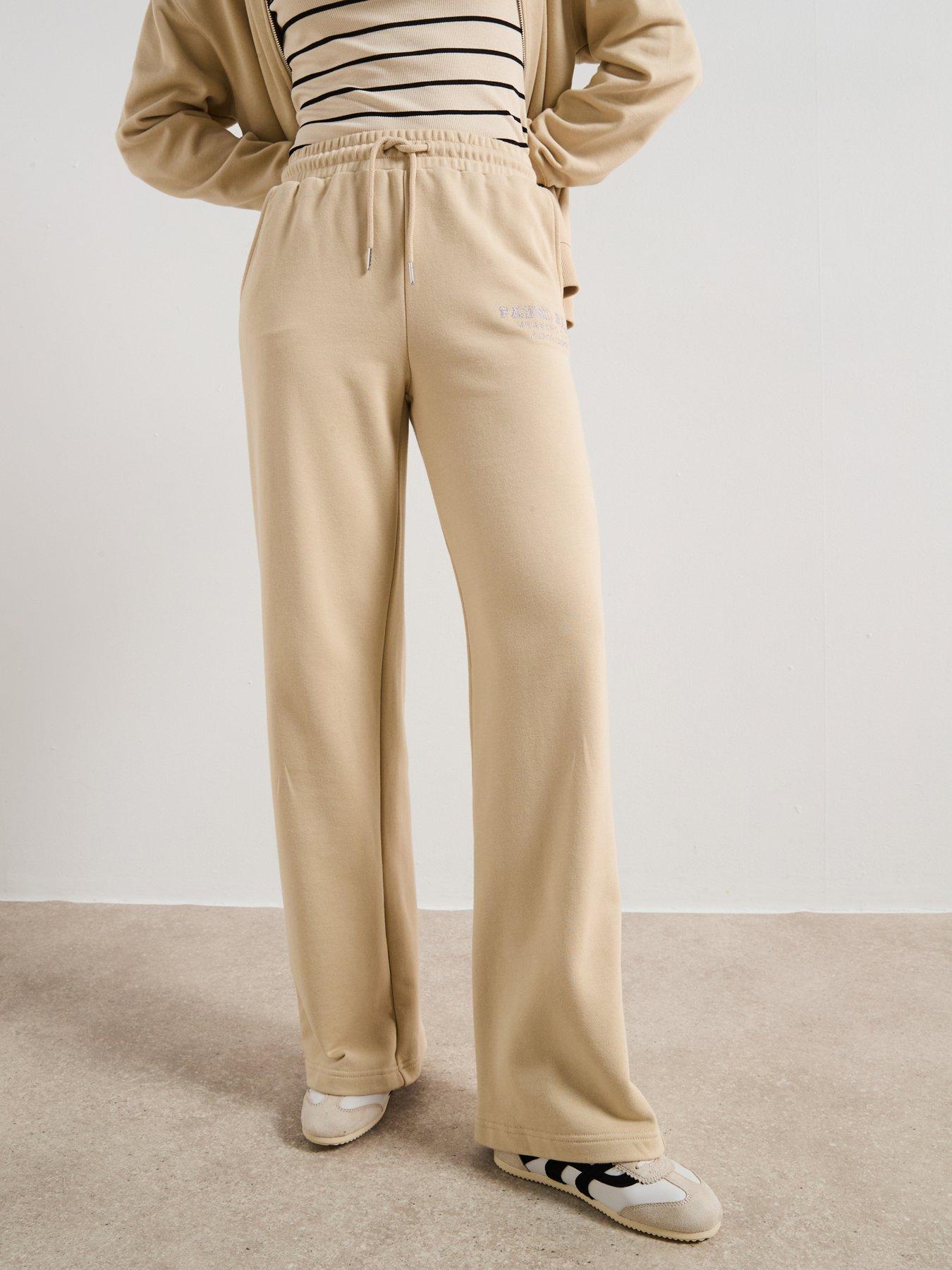 undefined Wide Leg Joggers Co Ord - Cream