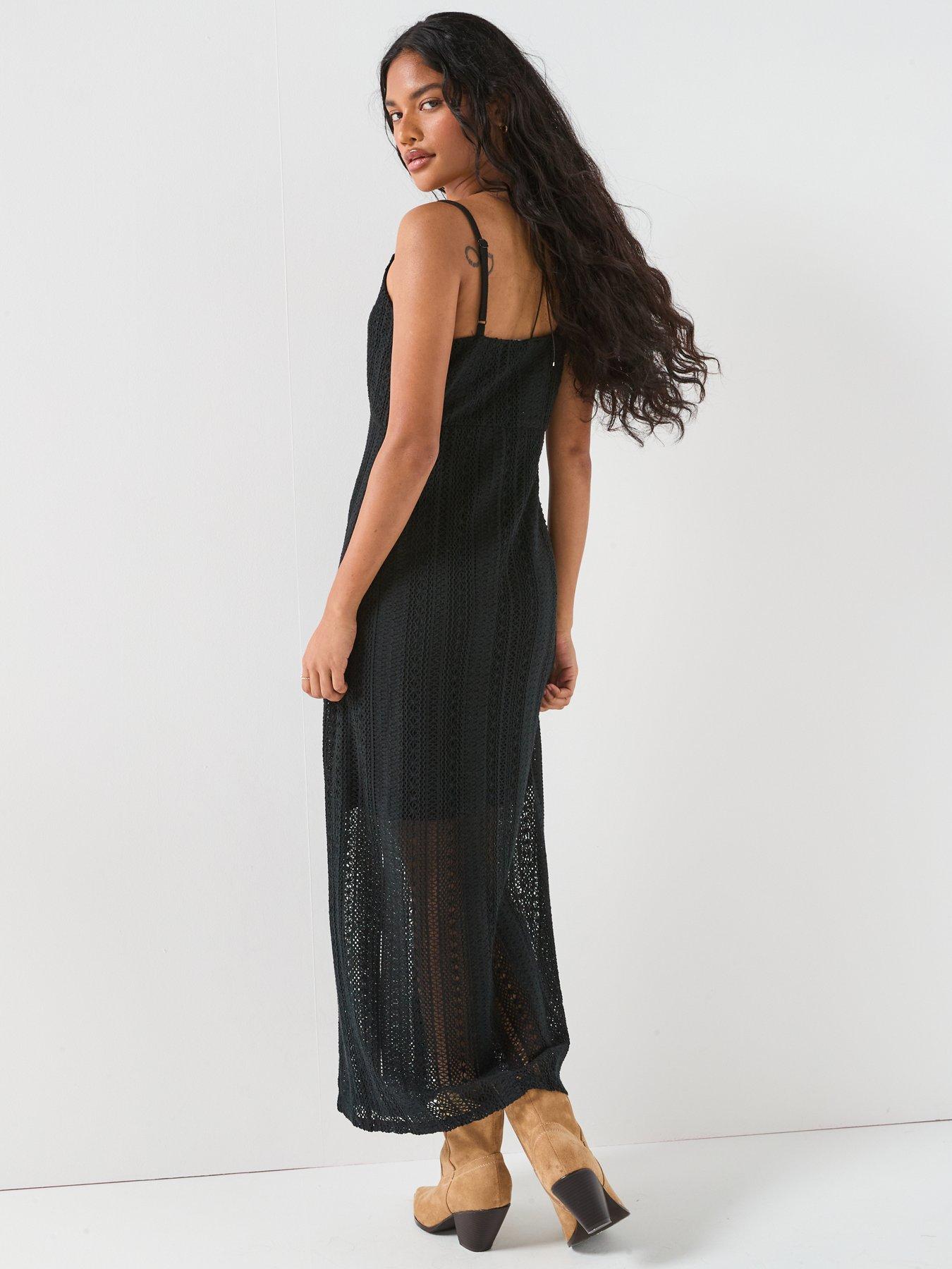 Image 2 of 6 of V by Very Strappy Lace Maxi Dress&nbsp;- Black