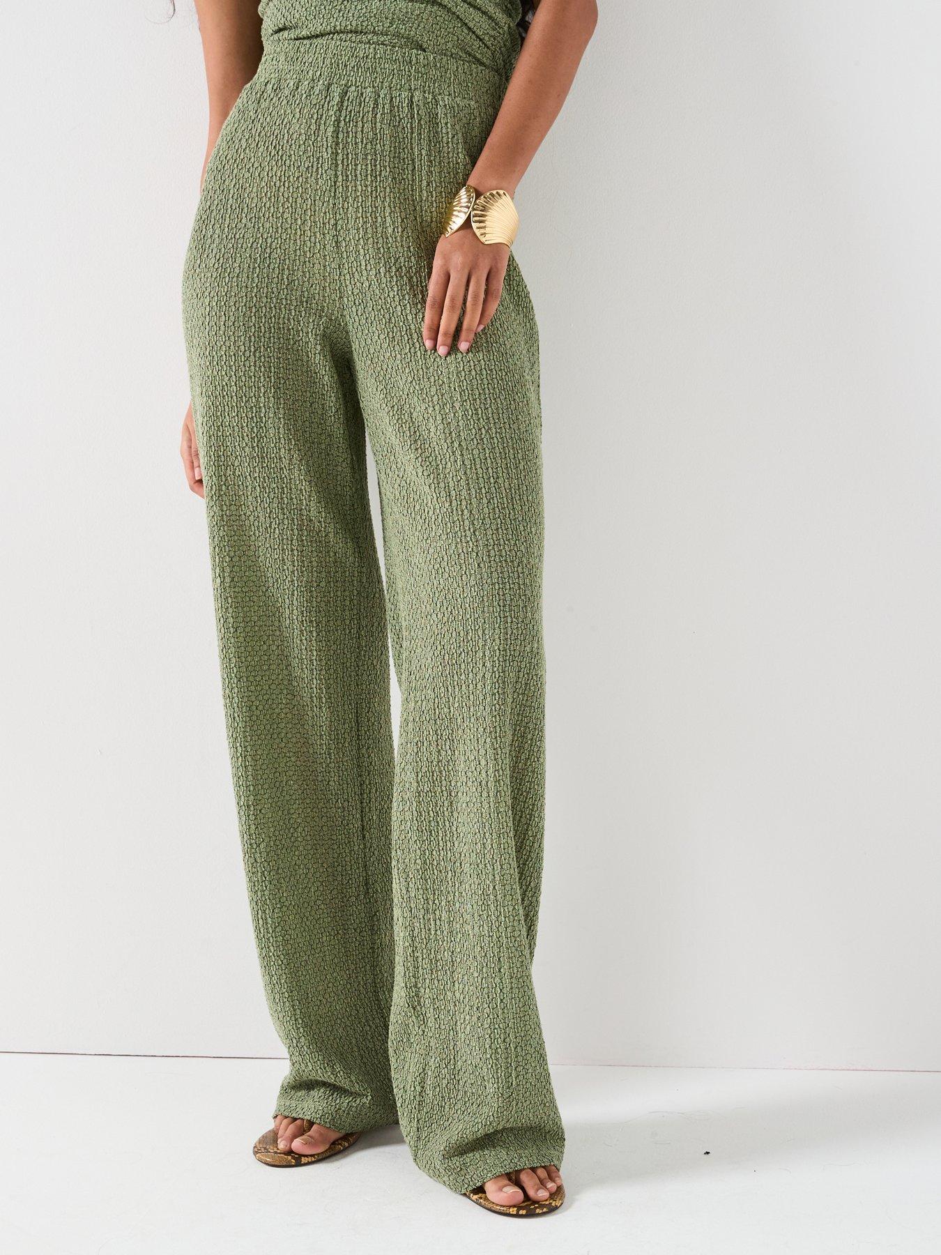 undefined Texture Wide Leg Co Ord  - Green