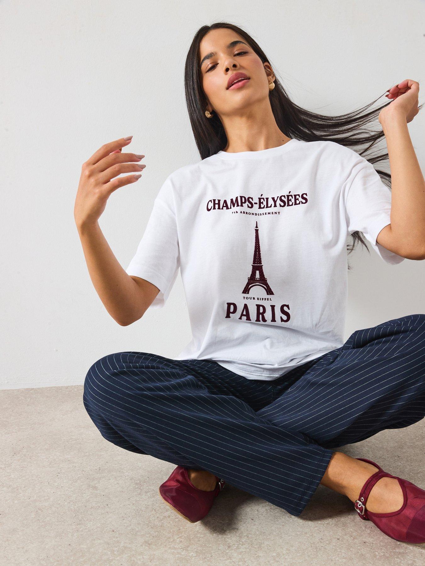 undefined Oversize Graphic Paris T-Shirt - White