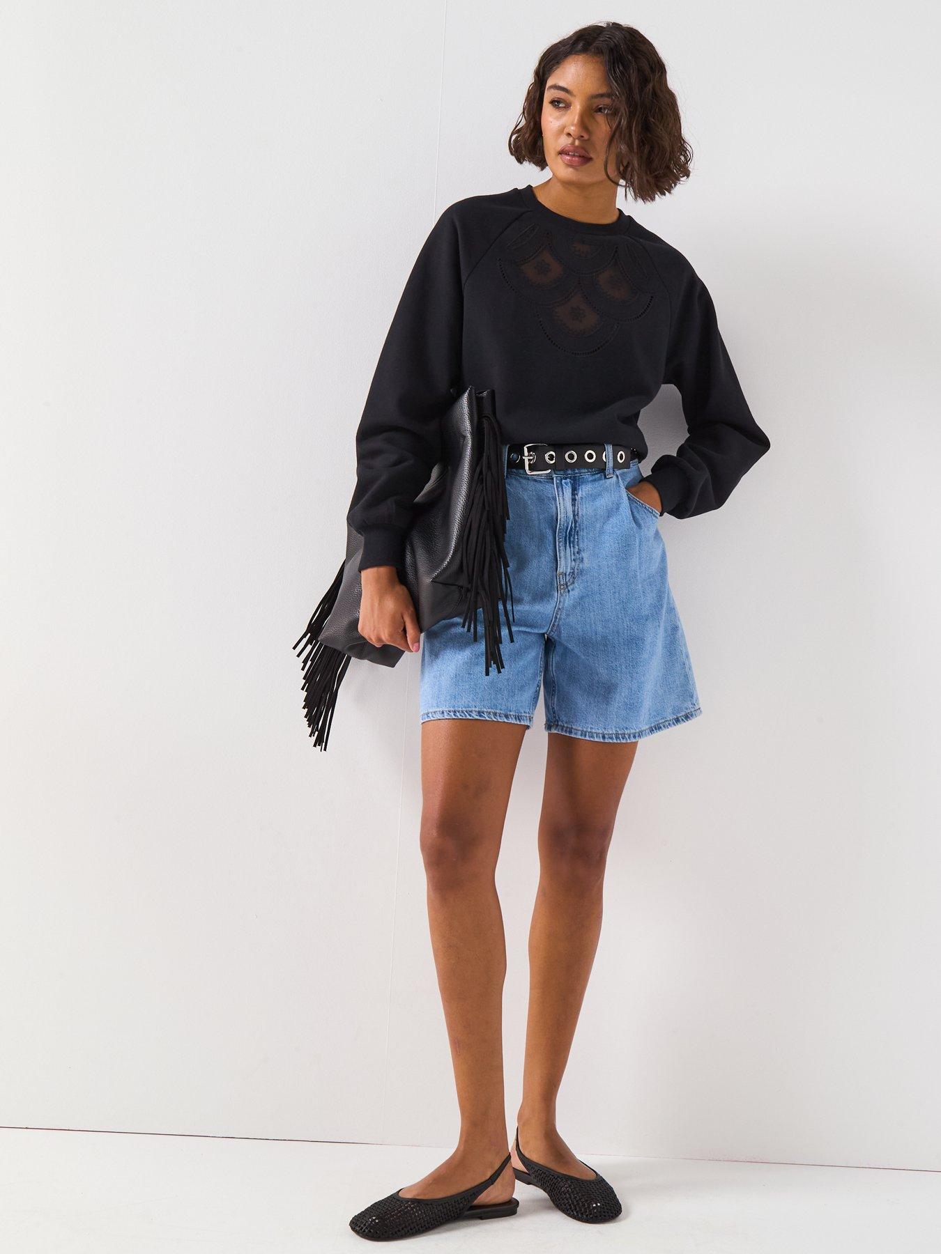 Image 3 of 6 of V by Very Cut Out Mesh Sweat - Black
