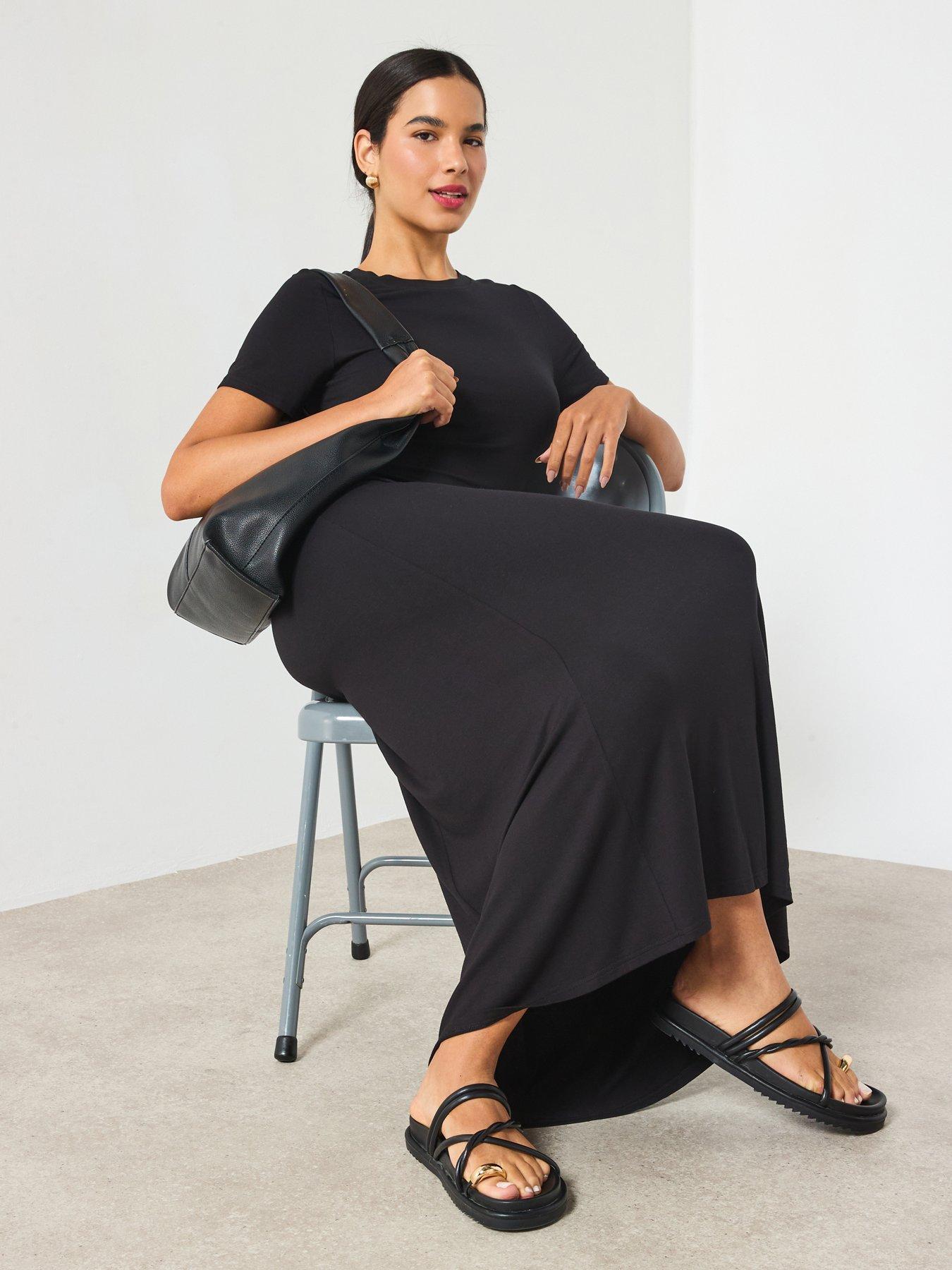  image of v-by-very-viscose-drape-maxi-dress-black