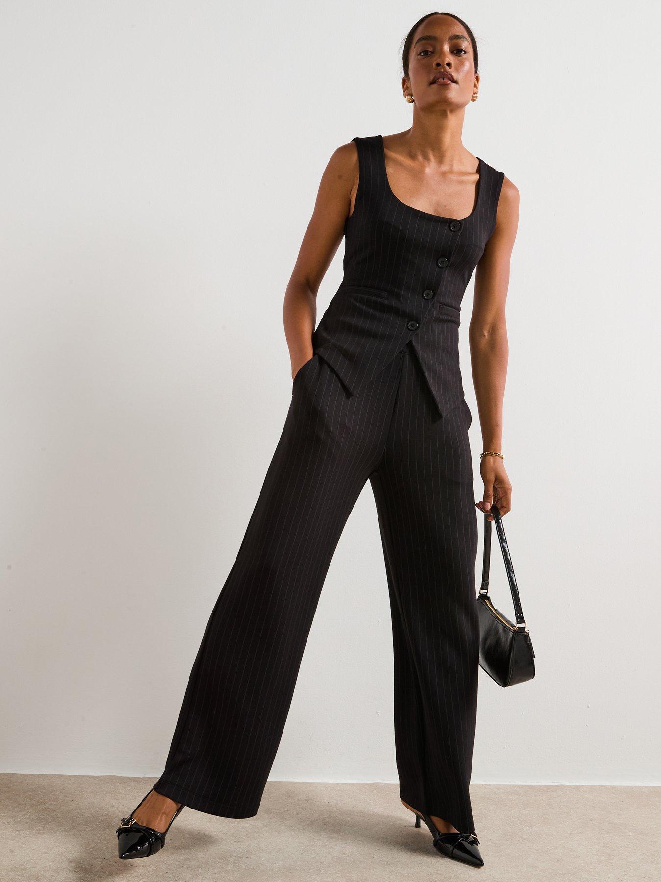 Image 6 of 6 of V by Very Pinstripe Trousers - Black