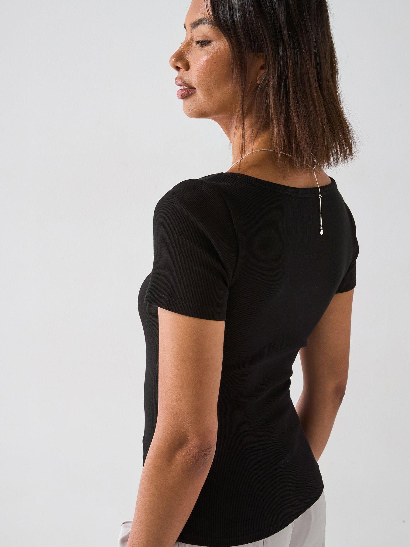 Image 2 of 6 of V by Very Scoop Rib Tee &nbsp;- Black