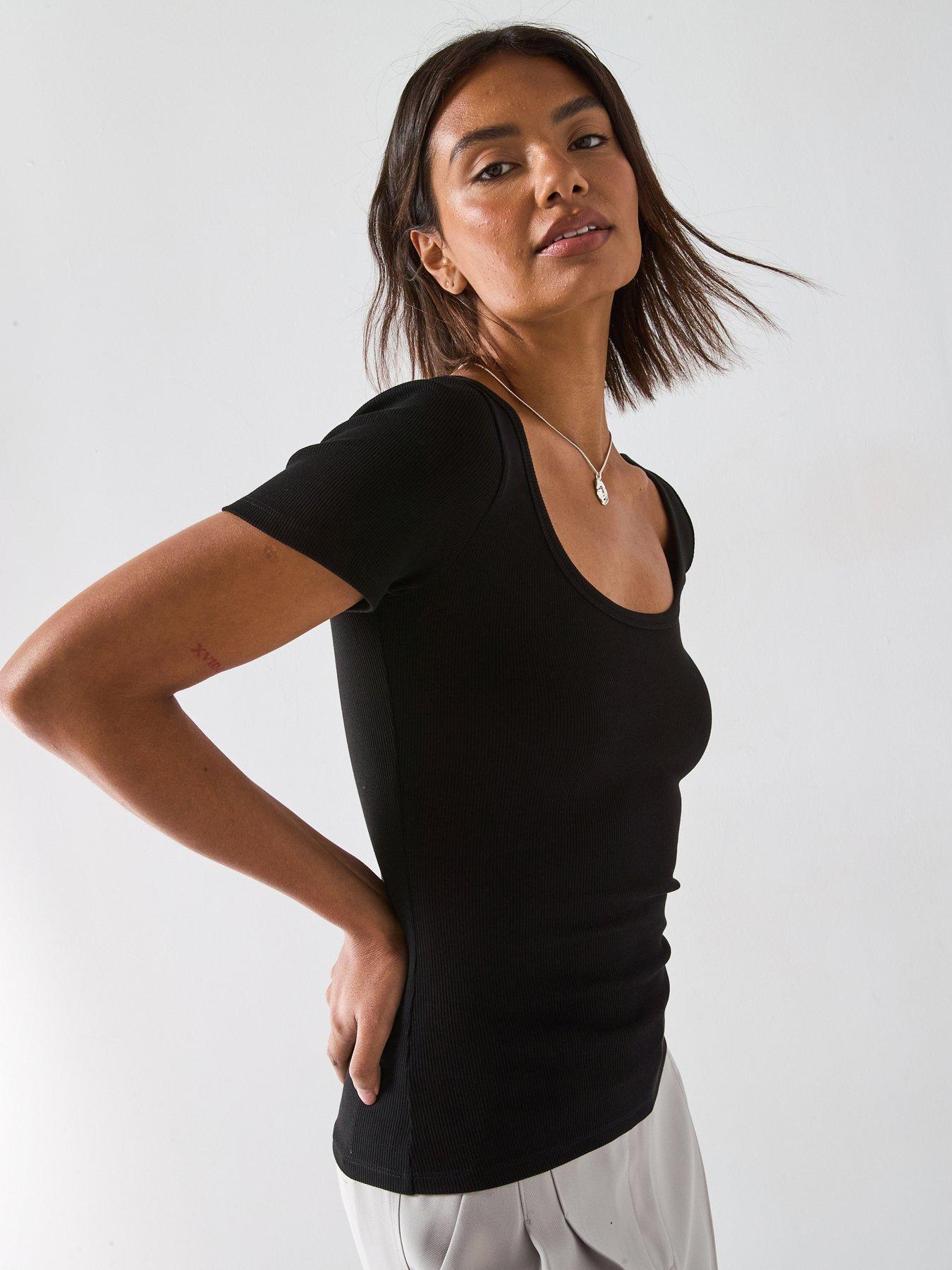Image 4 of 6 of V by Very Scoop Rib Tee &nbsp;- Black