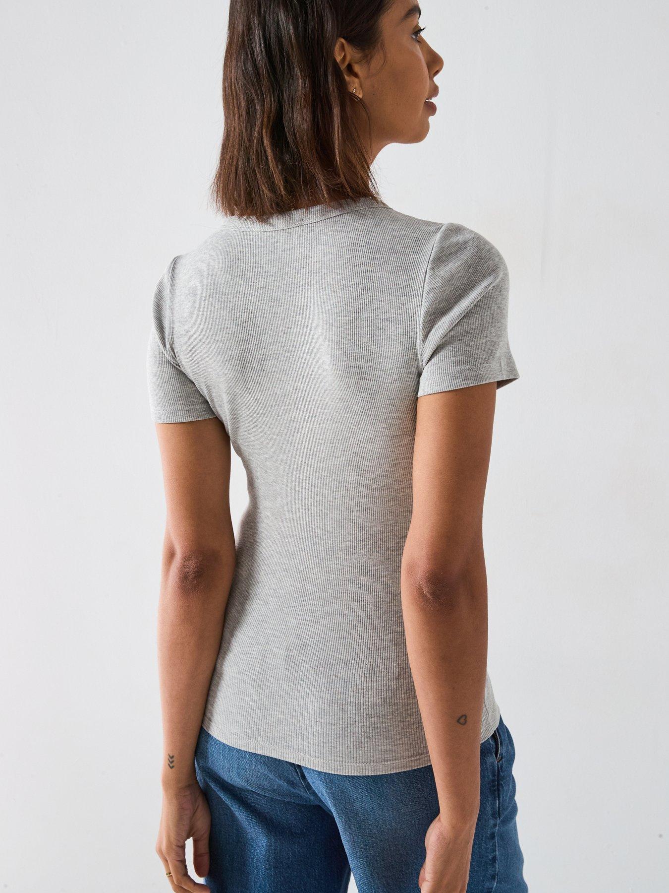 Image 2 of 6 of V by Very Short Sleeve Rib Tee - Grey