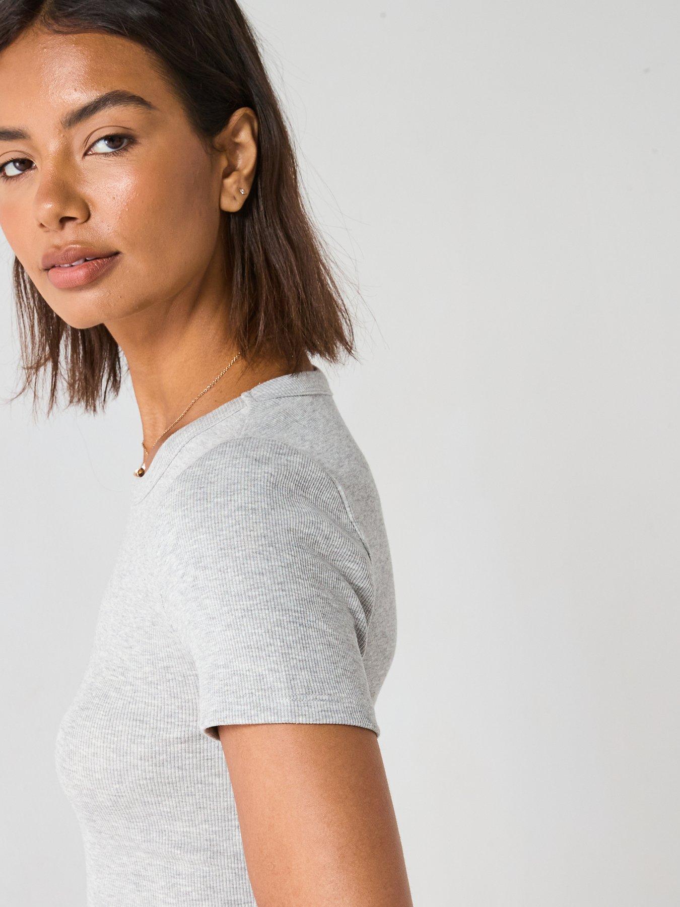 Image 5 of 6 of V by Very Short Sleeve Rib Tee - Grey