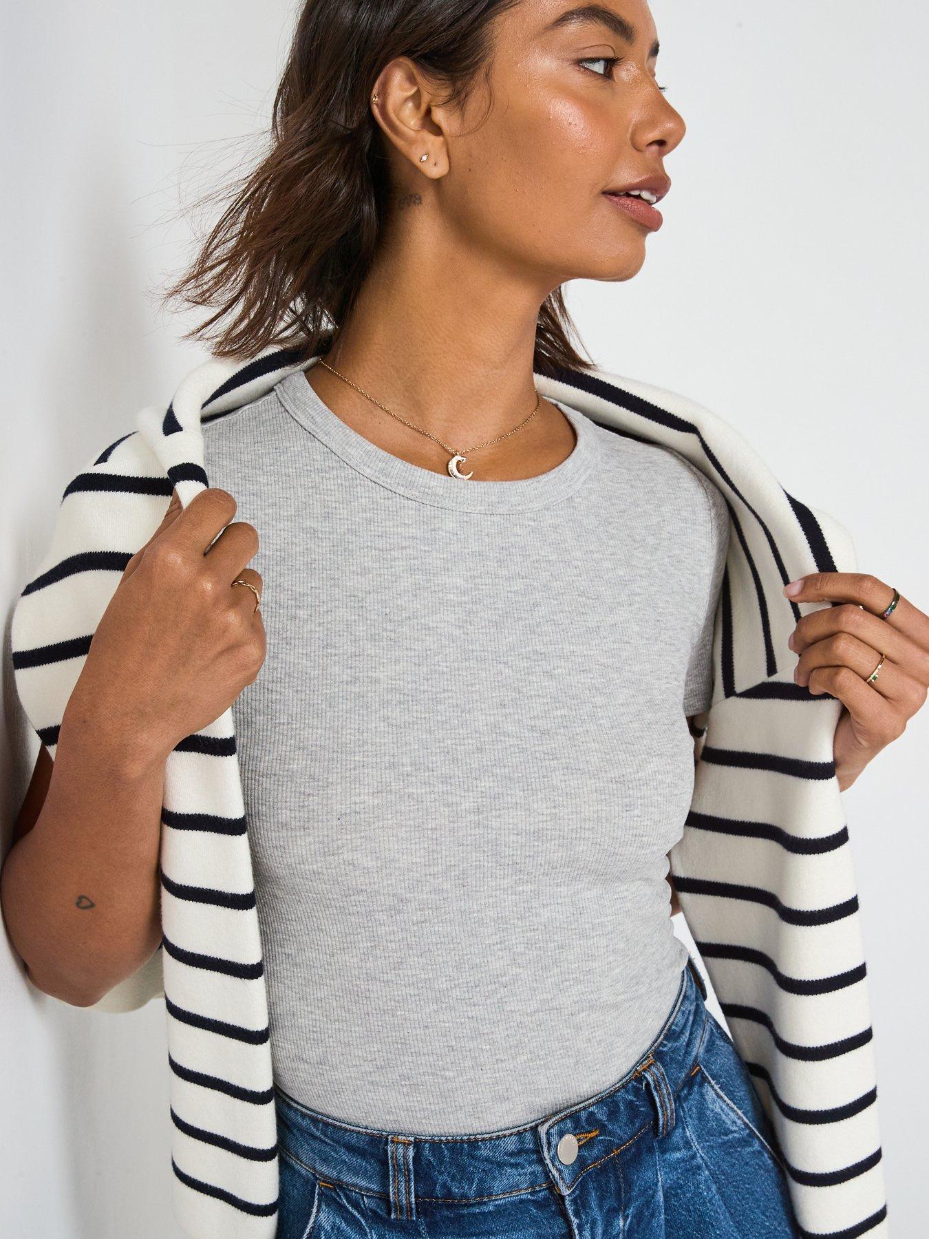 Image 6 of 6 of V by Very Short Sleeve Rib Tee - Grey