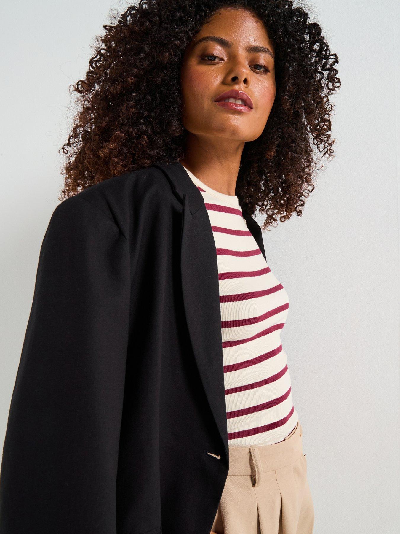 Image 4 of 5 of V by Very Short Sleeve Rib Tee Scoop - Burgundy