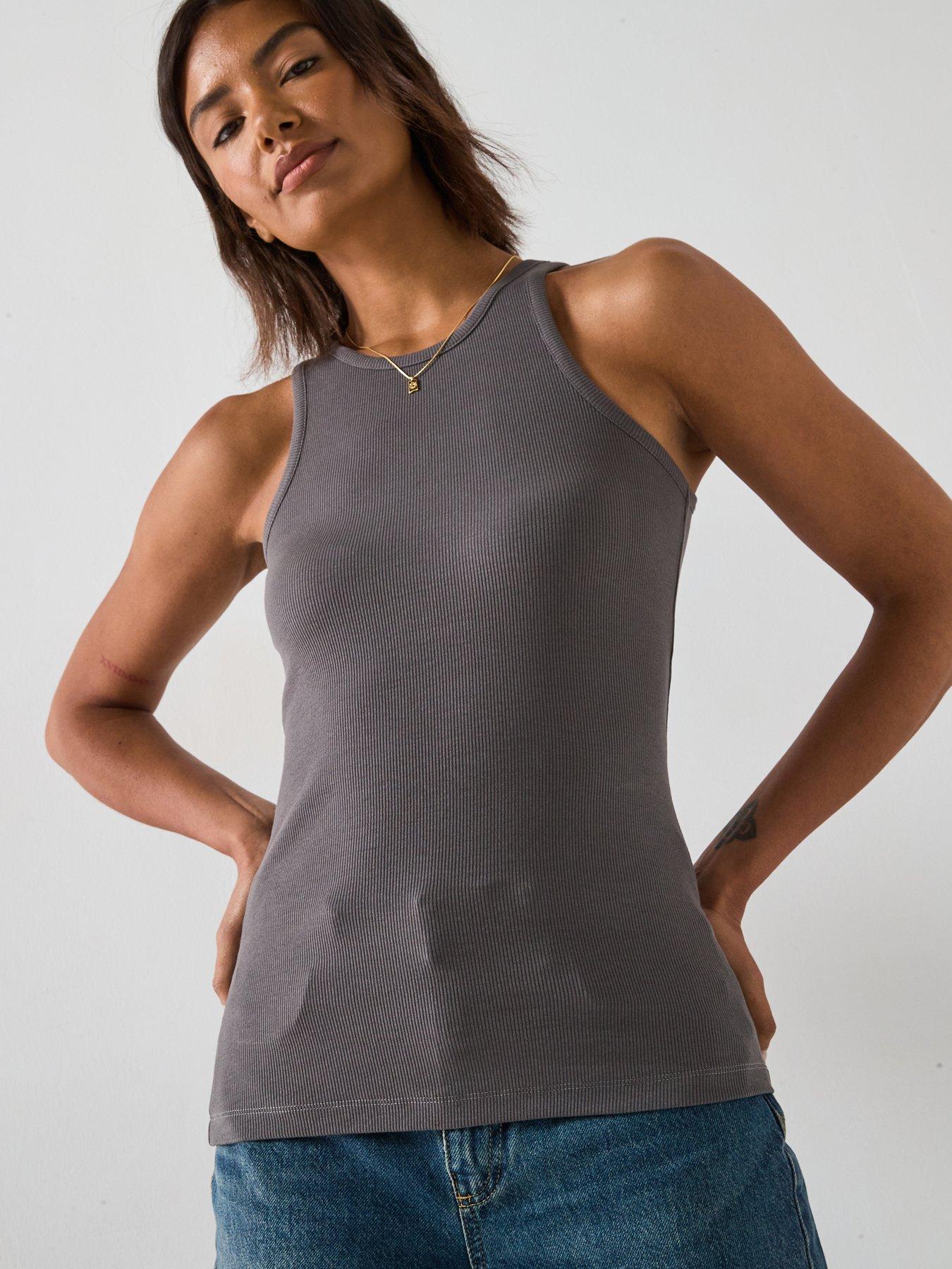 v-by-very-high-neck-rib-vest-blue