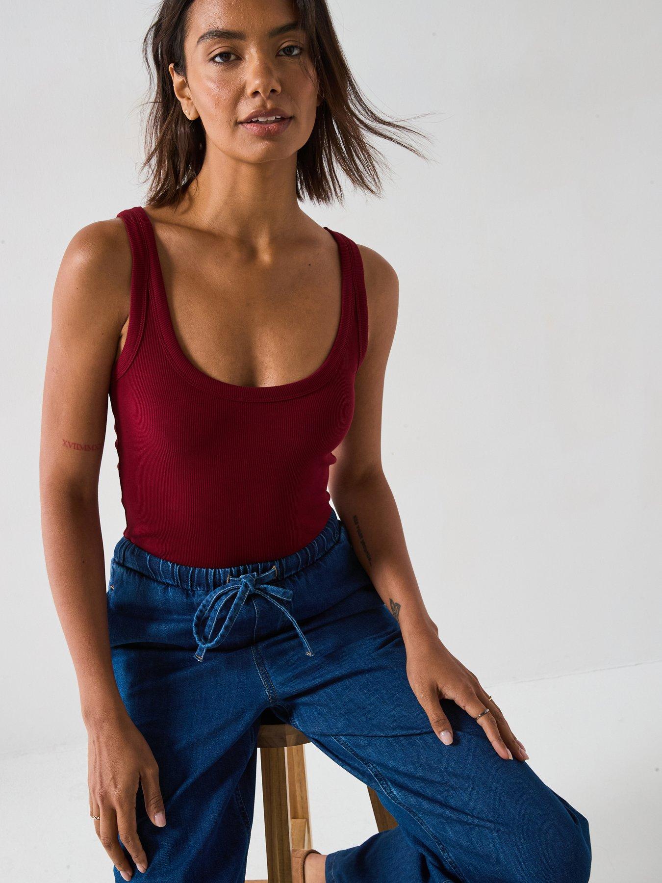 Image 1 of 6 of V by Very Scoop Rib Vest - Burgundy