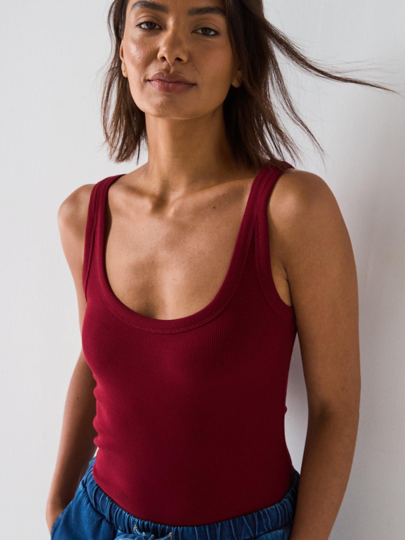 Image 4 of 6 of V by Very Scoop Rib Vest - Burgundy