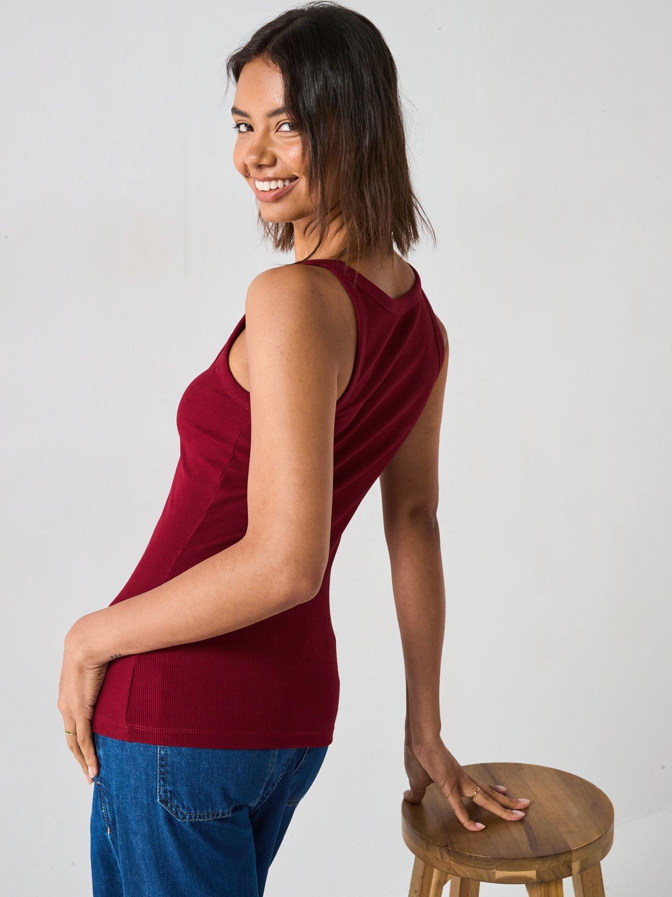 Image 6 of 6 of V by Very Scoop Rib Vest - Burgundy