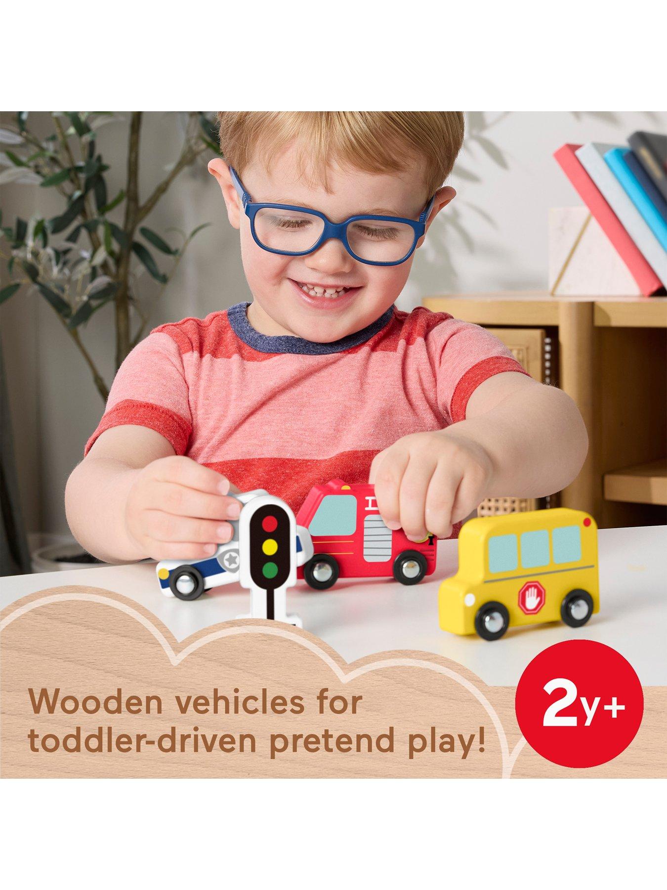  image of fisher-price-wooden-vehicle-pack-push-along-toys-for-toddler-pretend-play