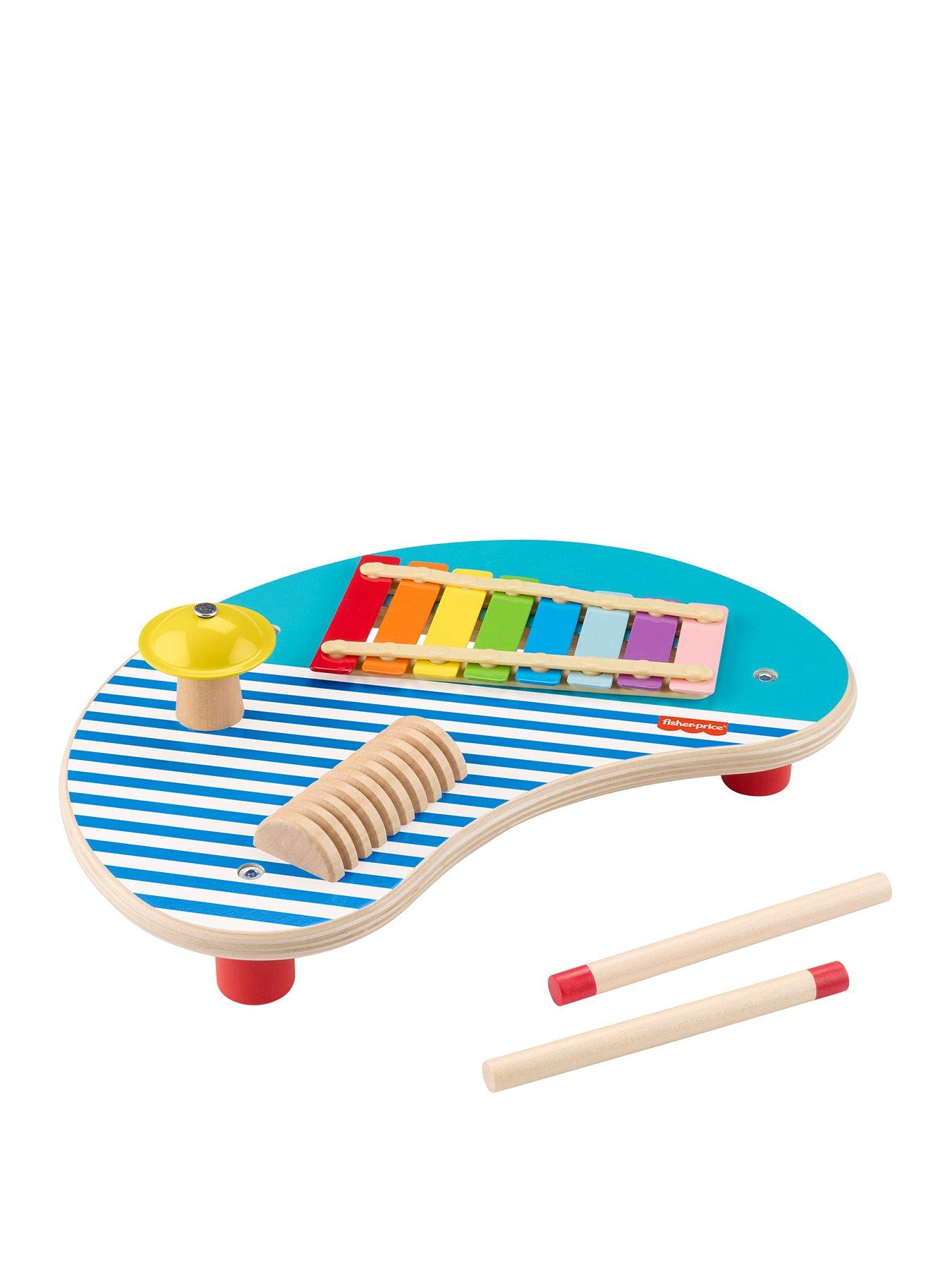 Fisher-Price Wooden Musical Table with Percussion Instrument Toys,